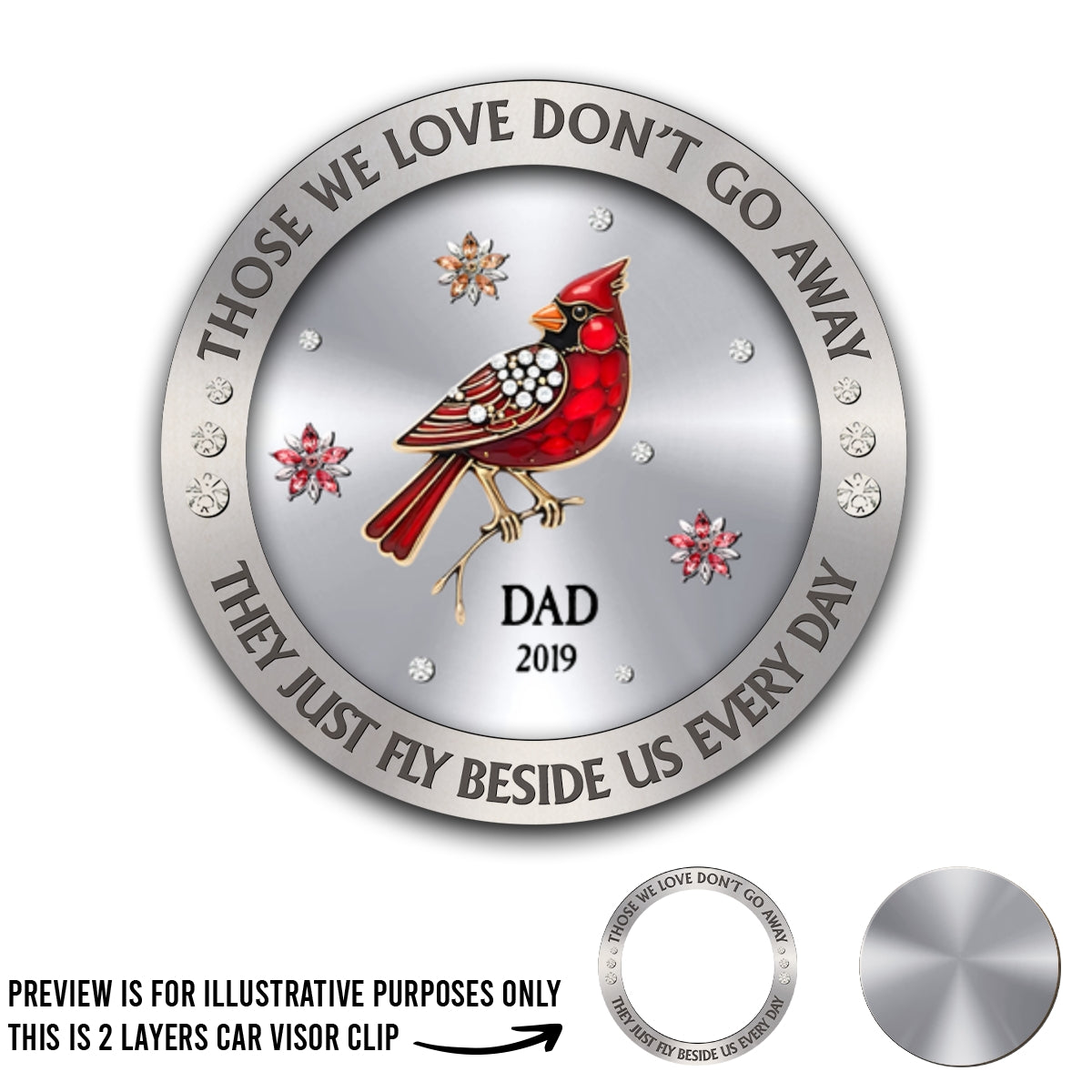 Cardinal Hummingbird Those We Love Beside Us Every Day - Personalized Custom Car Visor Clip