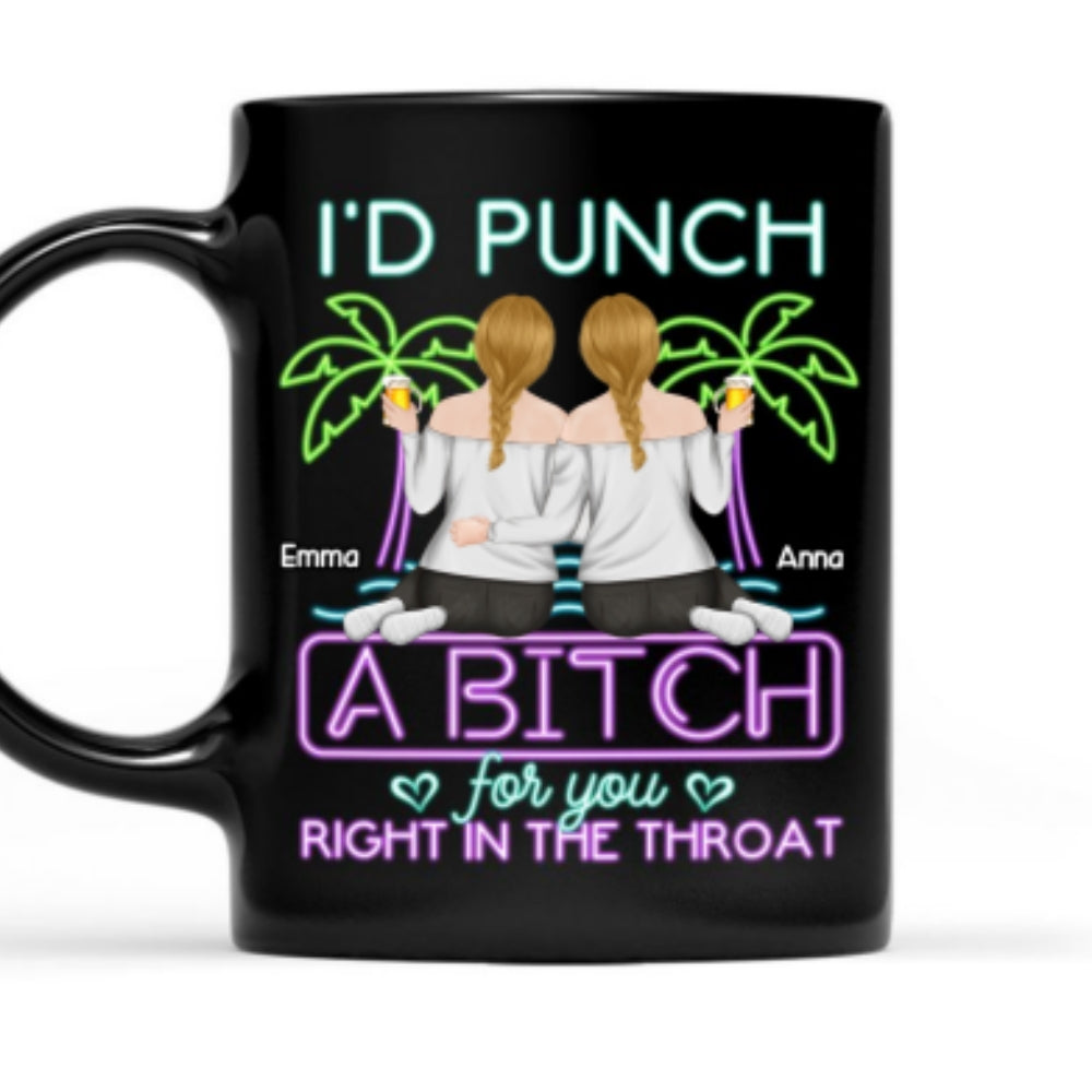 Right In The Throat Neon Style - Personalized Custom Coffee Mug