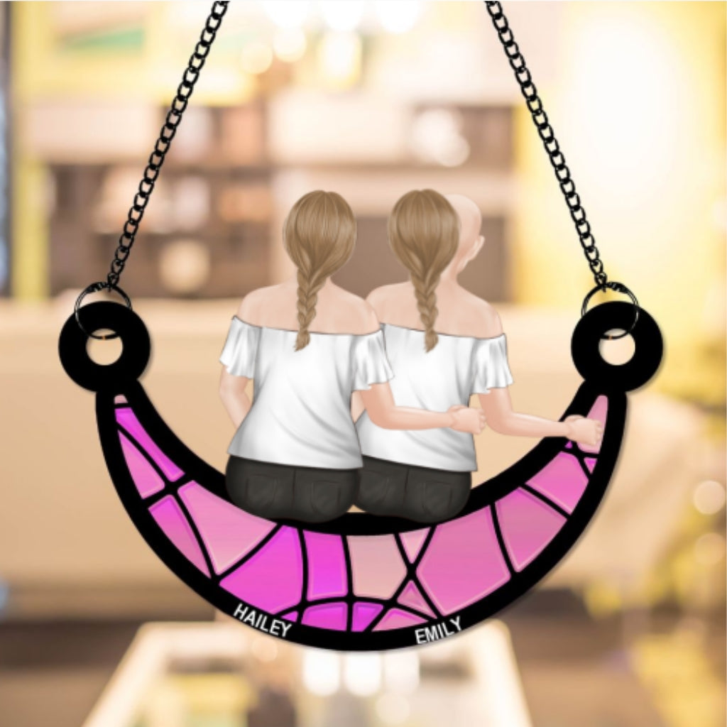 Bestie On The Moon - Personalized Custom Suncatcher