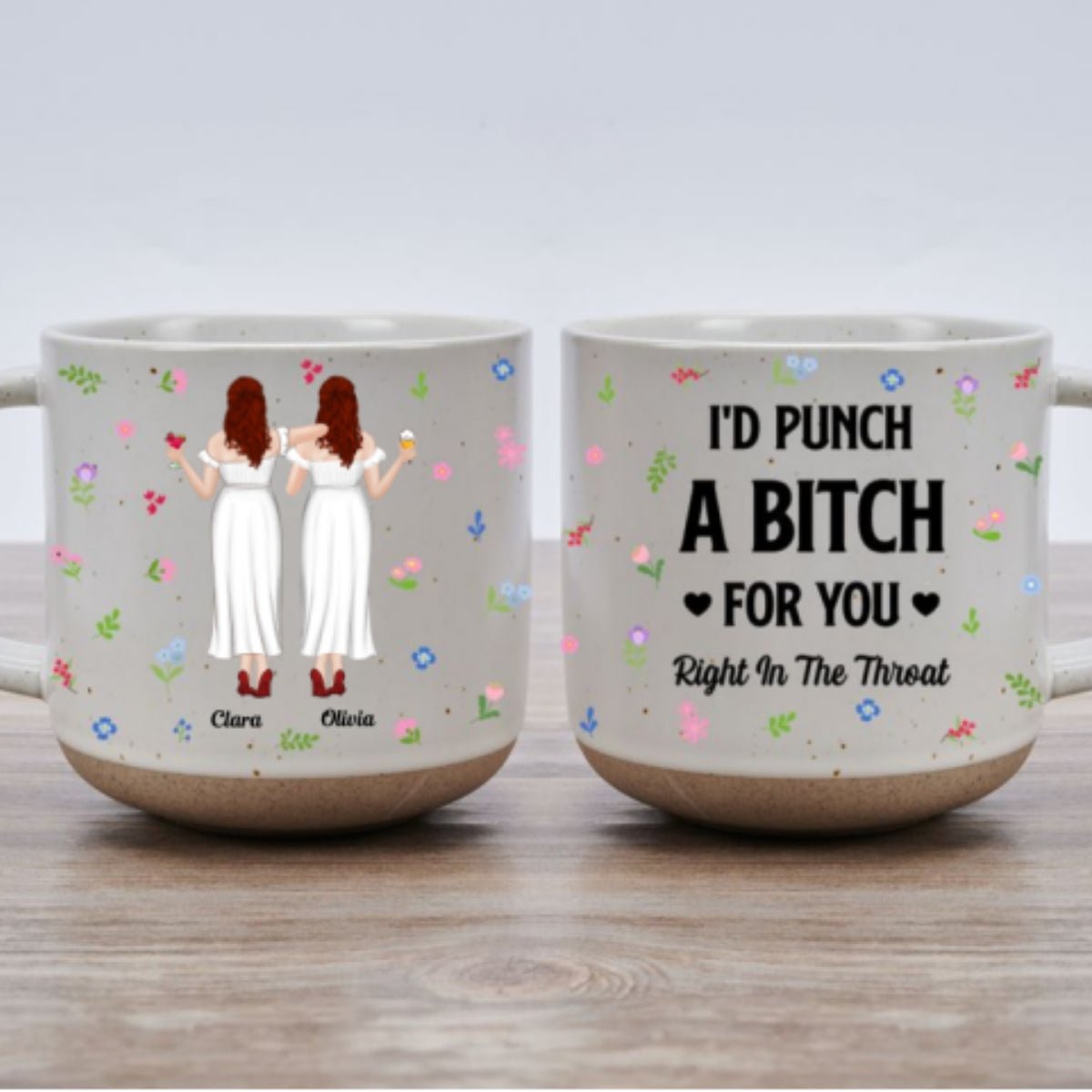 Punch Bitch Besties - Personalized Custom Pottery Mug