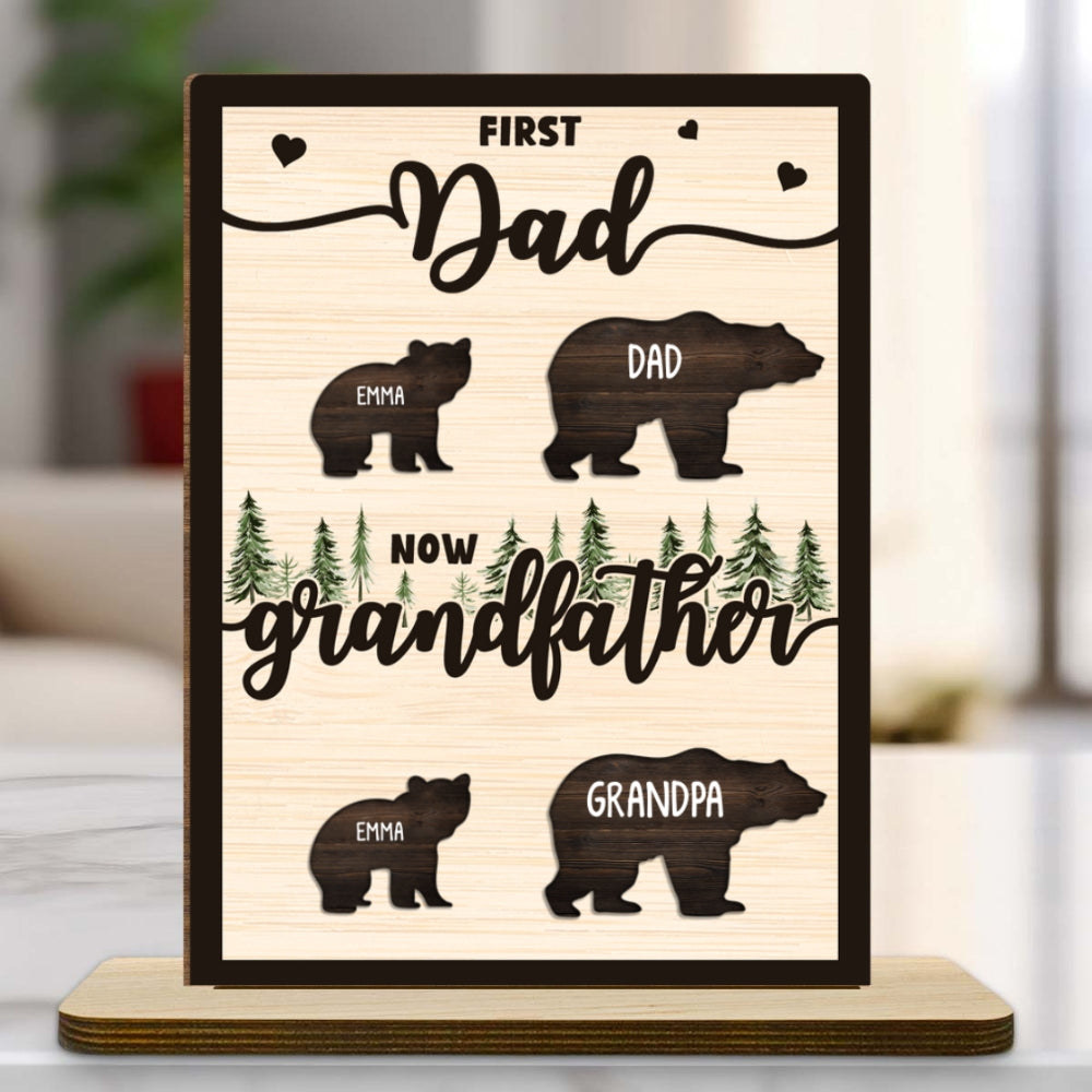 Was Dad Now Called Grandpa - Personalized Custom 2-Layer Wood Plaque With Flat Base