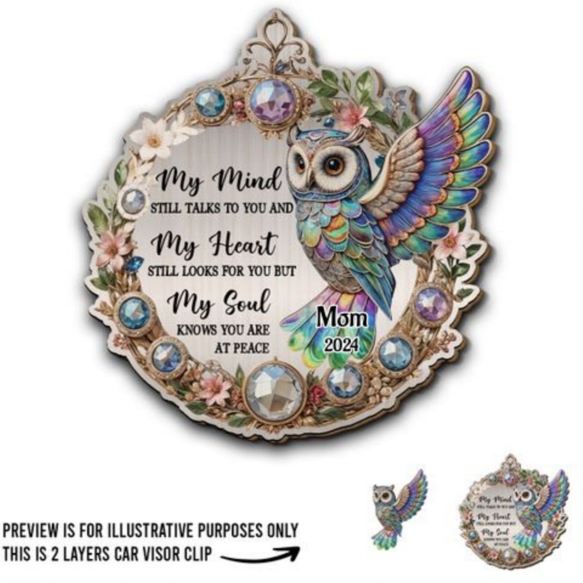 Owl My Mind My Heart My Soul - Personalized Custom Car Visor Clip