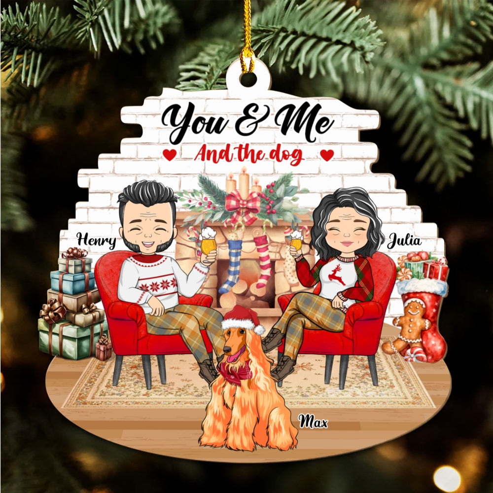 Couple And Dogs - Personalized Custom Wood Ornament