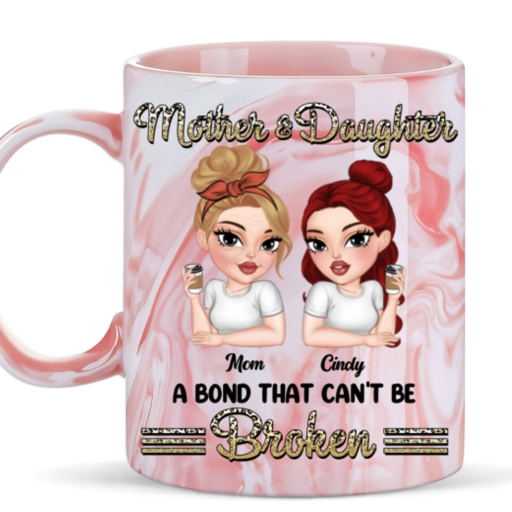 Unbreakable Bond - Personalized Custom Pink Marble Mug
