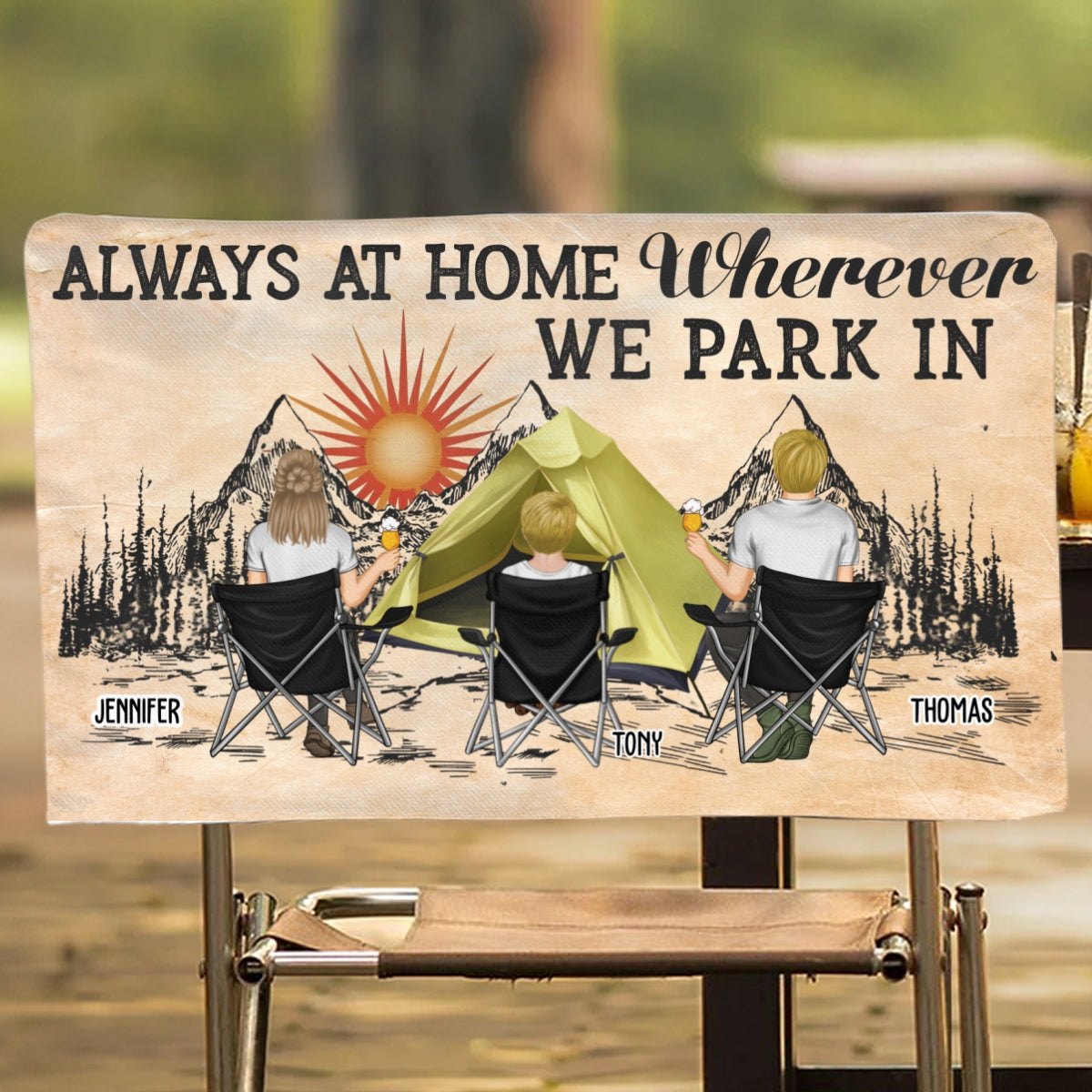 Home Is Where We Park In - Personalized Custom Camping Chair Cover
