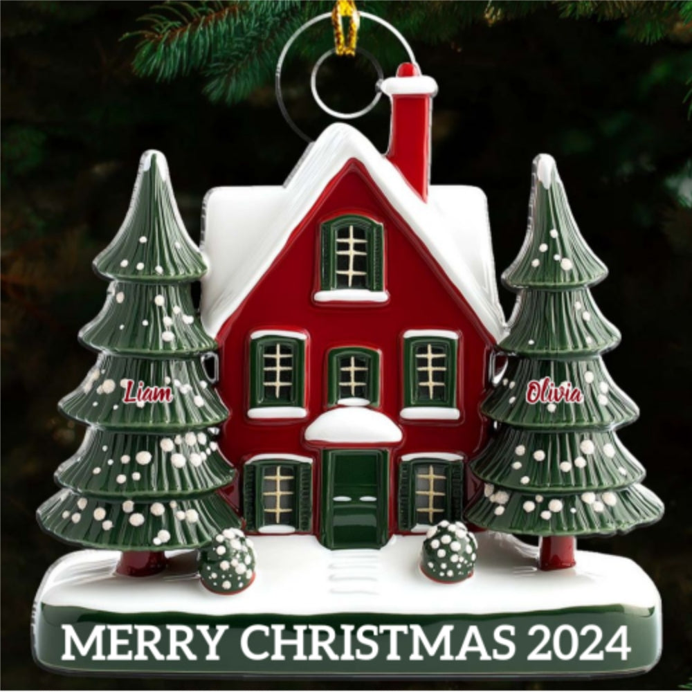 Family Christmas House Version 2 - Personalized Custom Acrylic Ornament