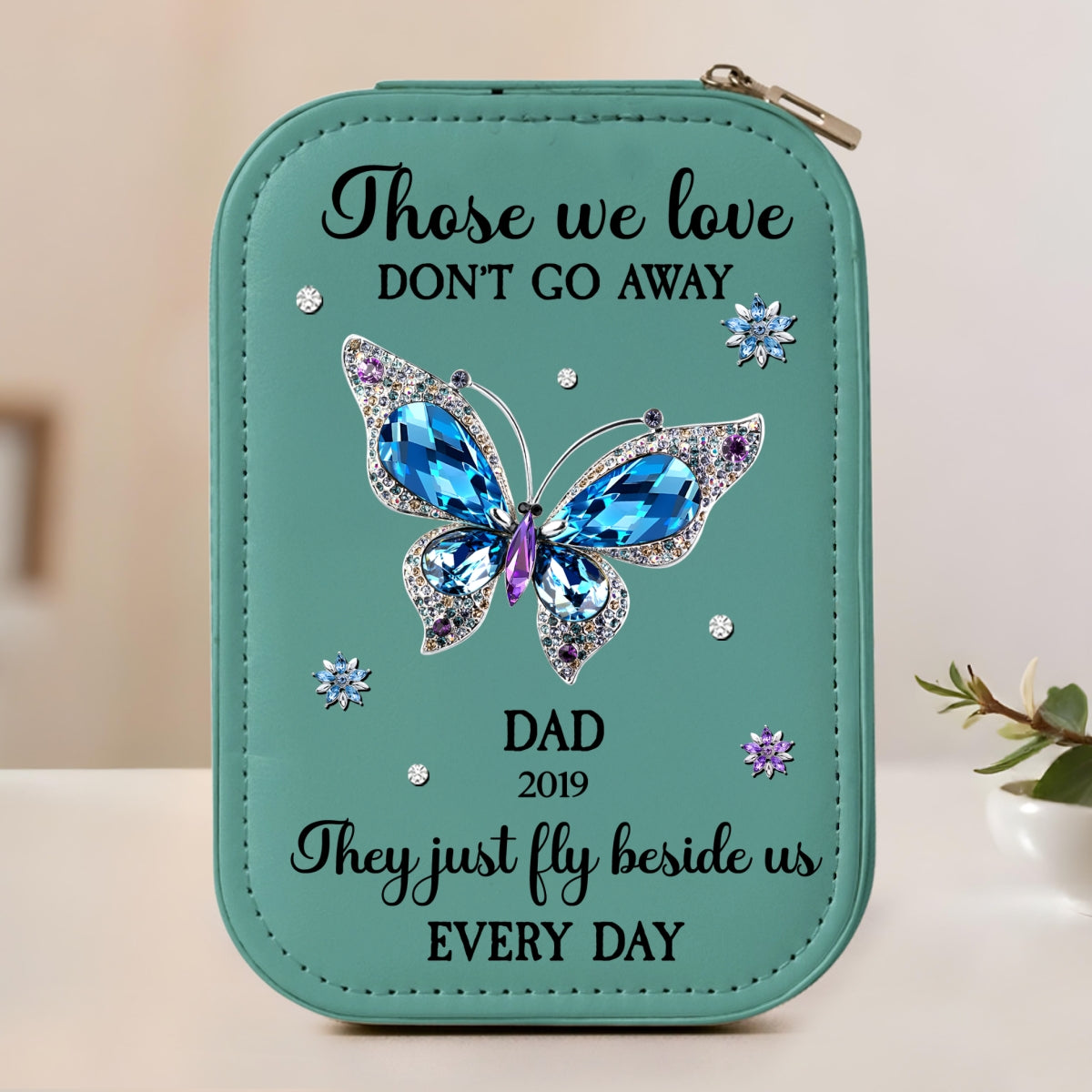 Those We Love Do Not Go Away - Personalized Custom Jewelry Box With LED Mirror