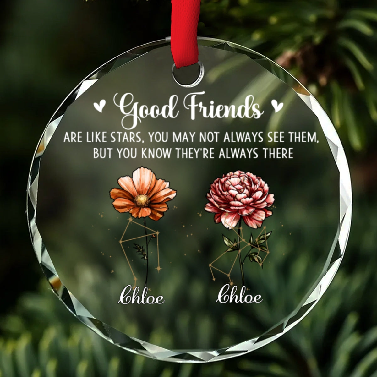 Friendship Glows Like Shining Stars - Personalized Custom Glass Ornament