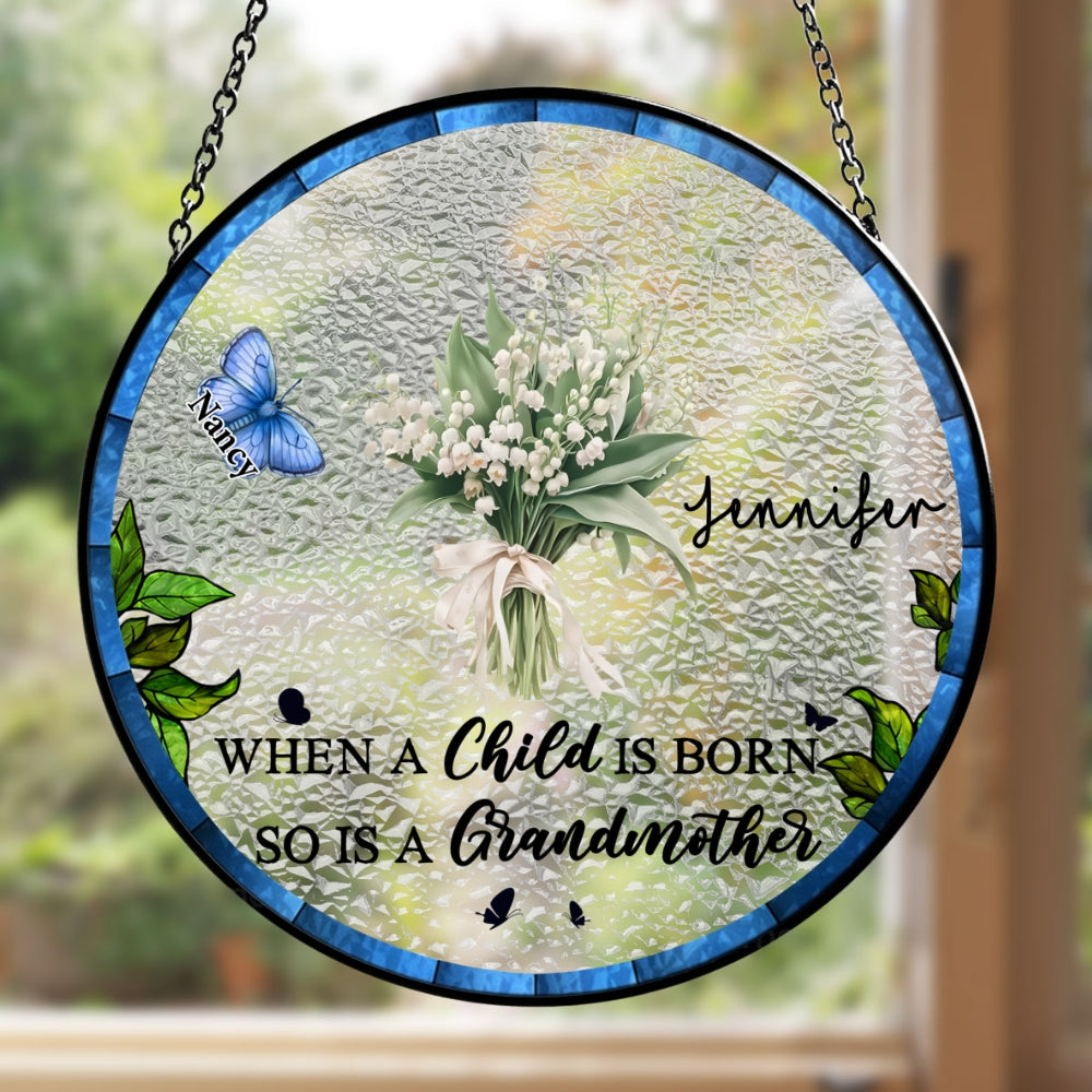 When A Child Is Born - Personalized Custom Window Hanging Suncatcher