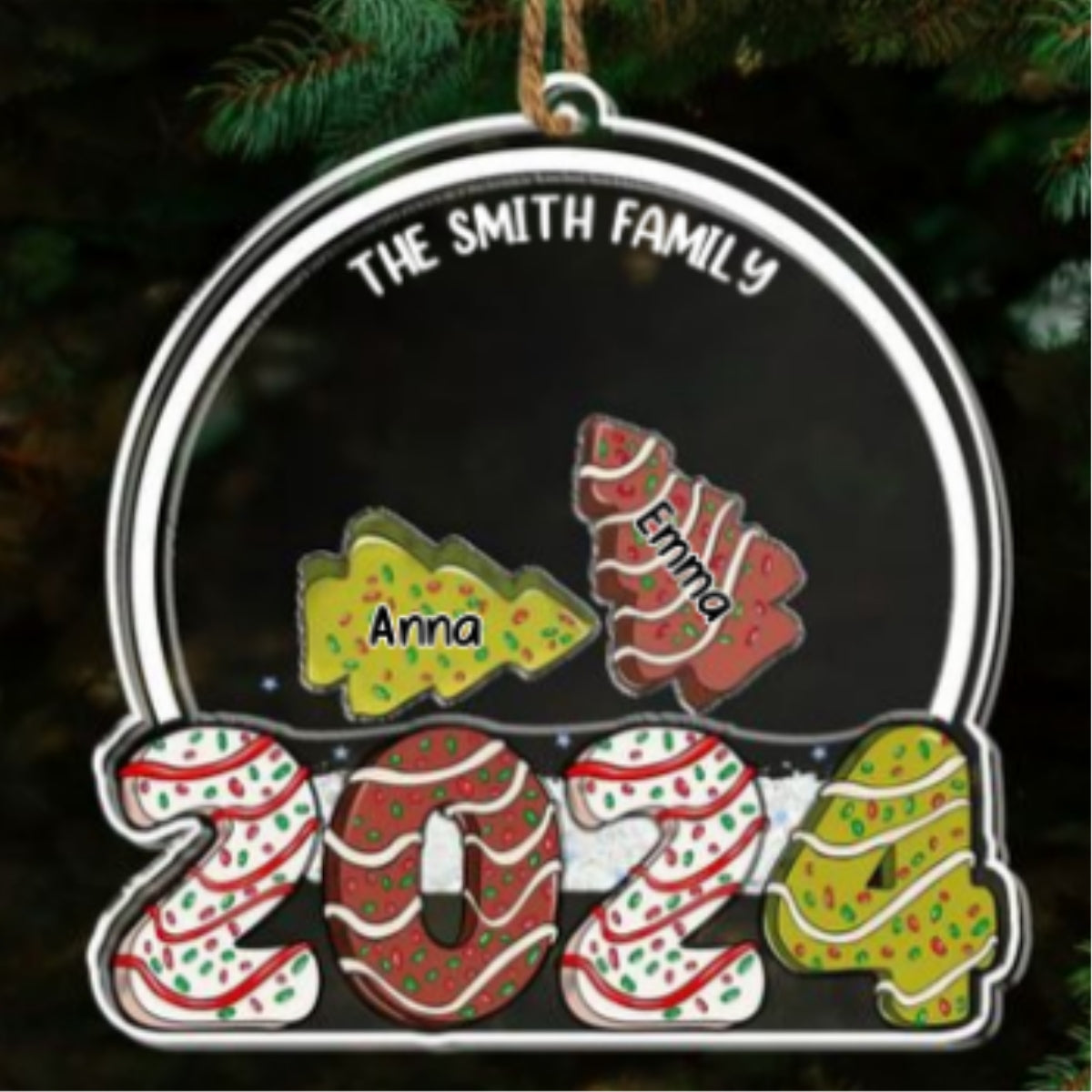 Tree Cake Family - Personalized Custom Acrylic Shaker Ornament