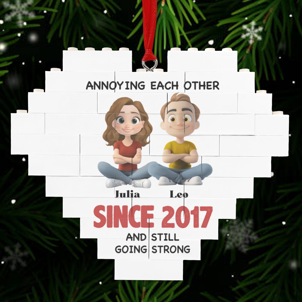 Till The End Of Time - Personalized Custom Heart Puzzle Ornament