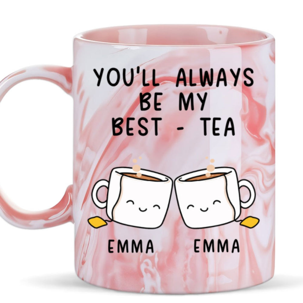 My Best Tea - Personalized Custom Pink Marble Mug