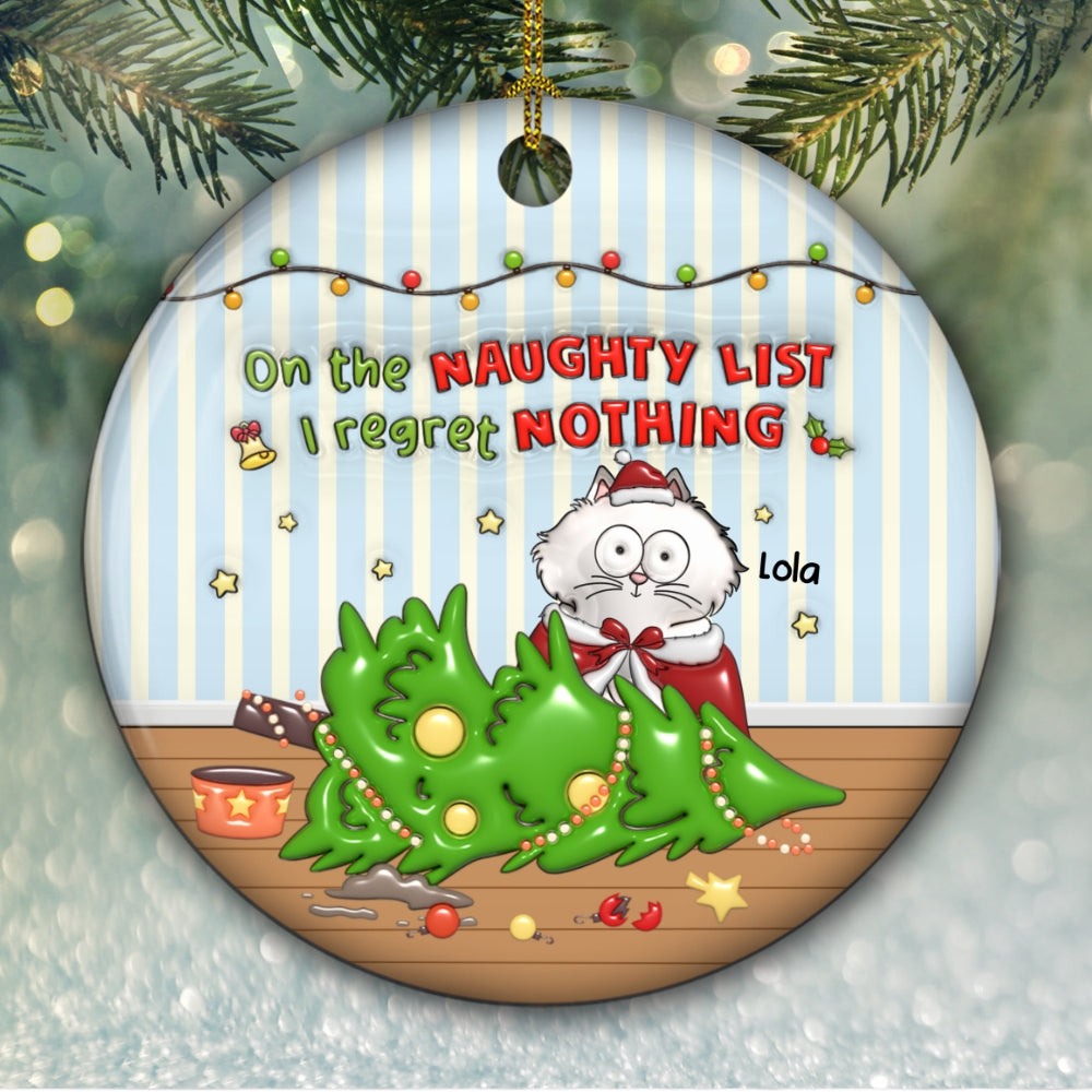 Naughty List Catmas - Personalized Custom 3D Inflated Effect Ceramic Ornament