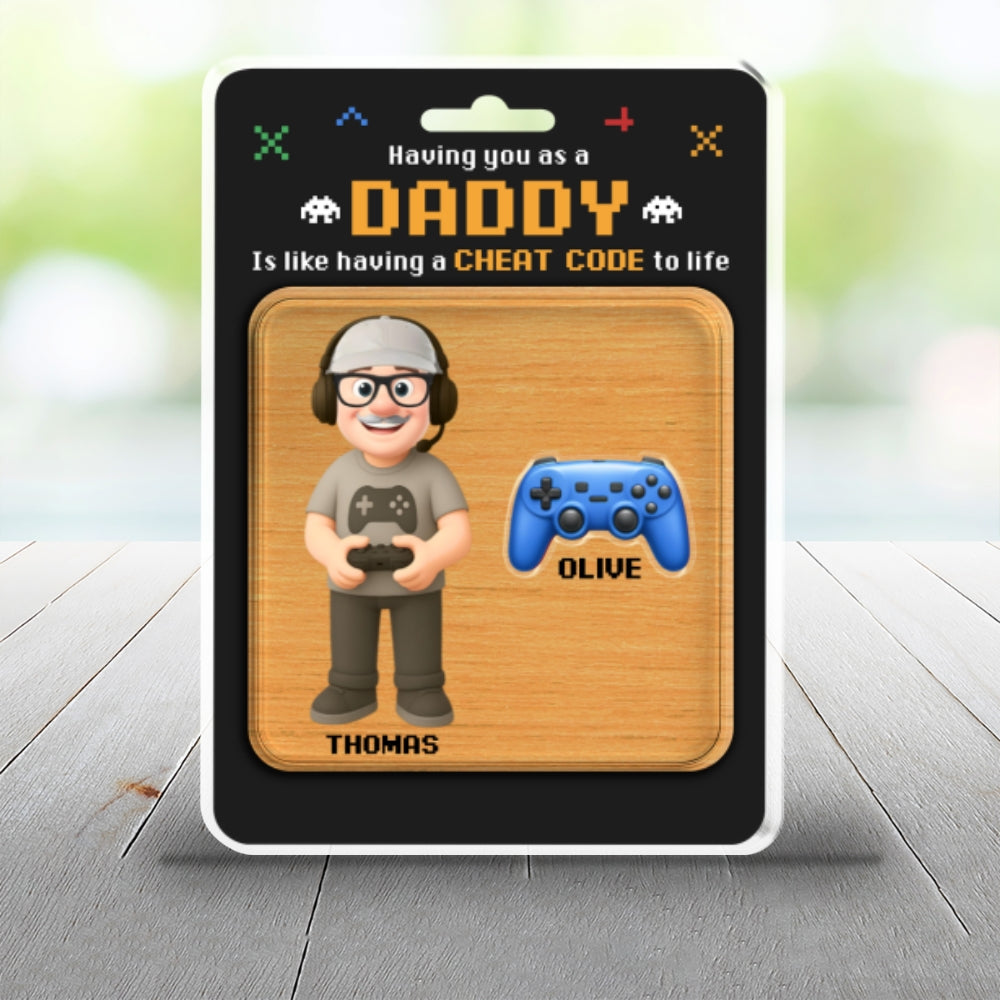 Having Dad Like Having A Cheat Code - Personalized Custom Acrylic Plaque