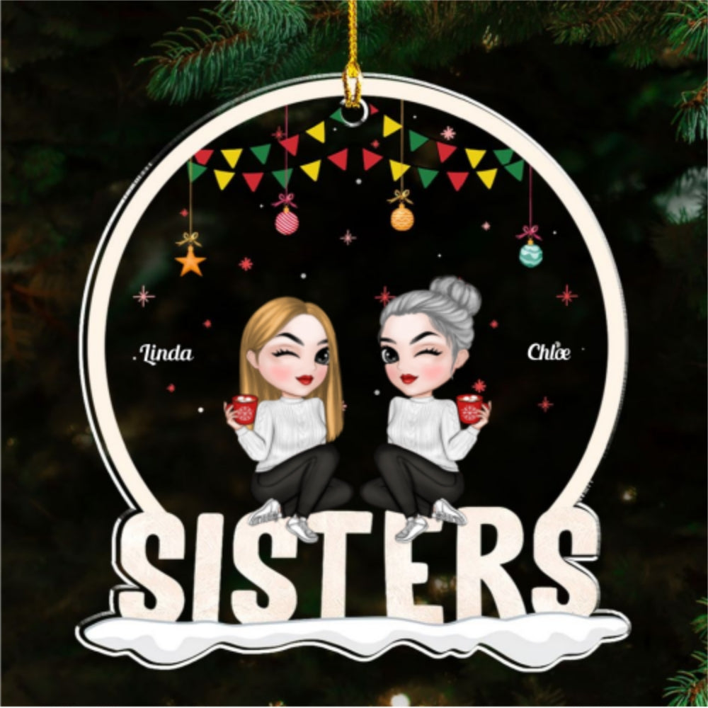 Forever Bonded Sisters - Personalized Custom Acrylic Ornament