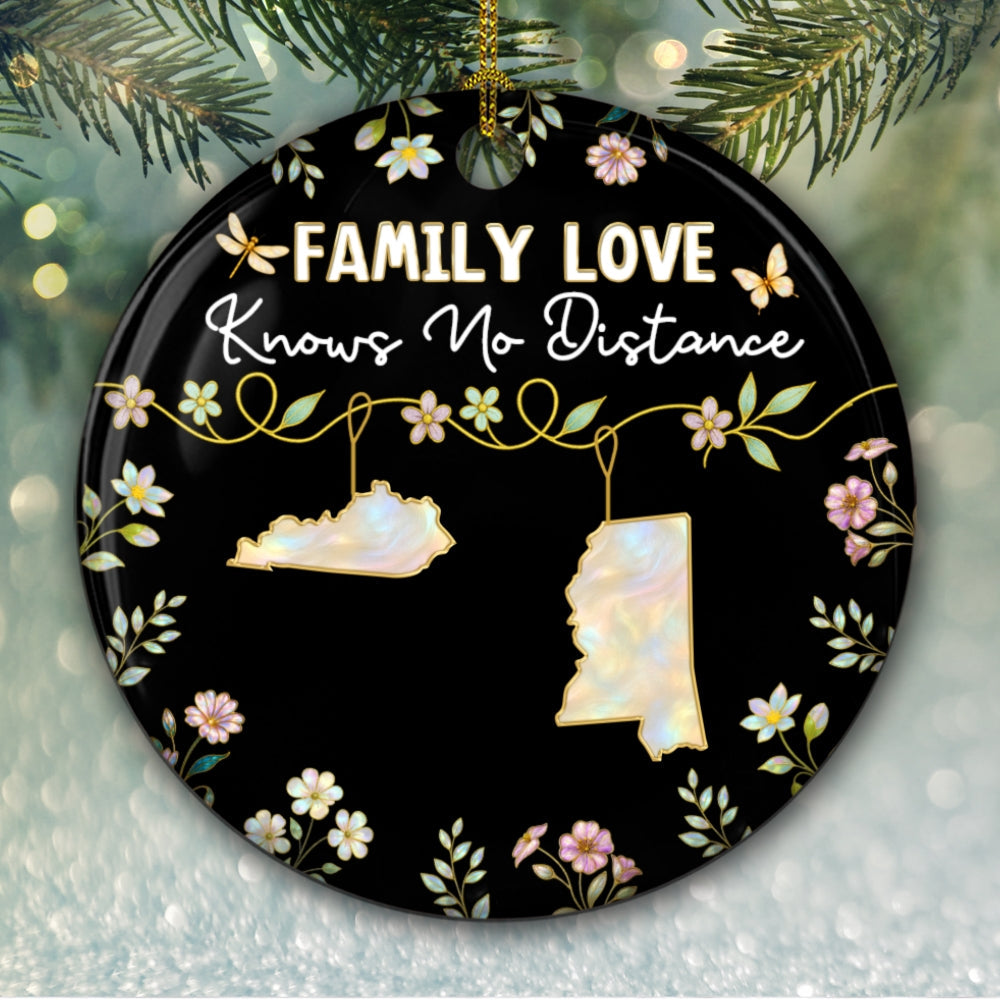 Family Love Knows No Distance Mother Of Pearl 2 - Personalized Custom Ceramic Ornament