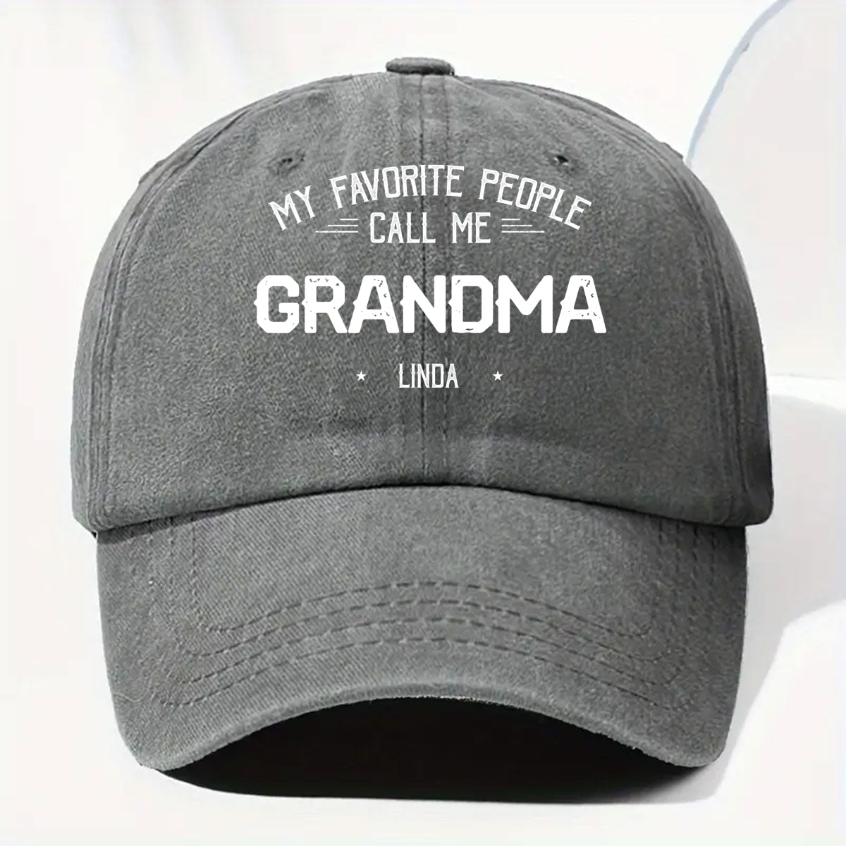 My Favorite People Call Me Grandma Mom - Personalized Custom Vintage Washed Denim Cap