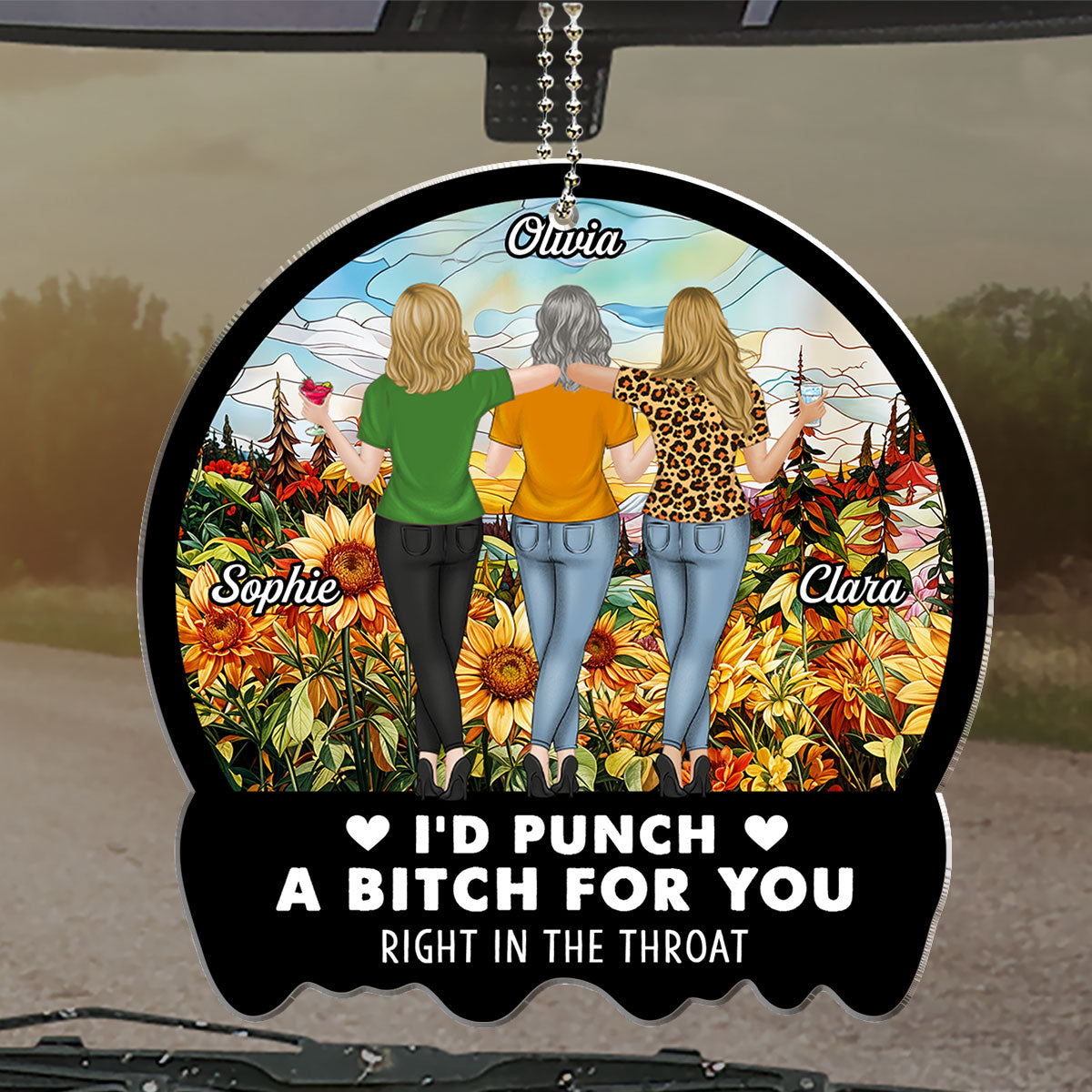 Punch Right In The Throat Bestie - Personalized Custom Car Ornament
