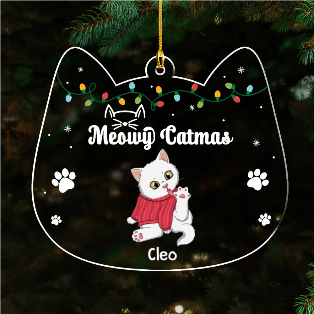 Meowy Catmas Licking- Personalized Custom Acrylic Ornament