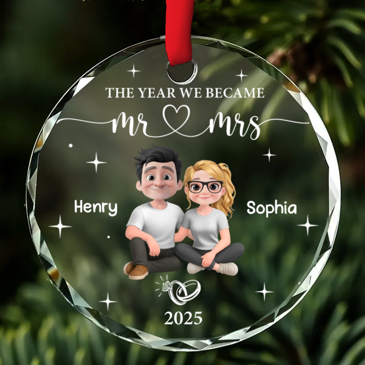 Happily Ever After Begins - Personalized Custom Glass Ornament