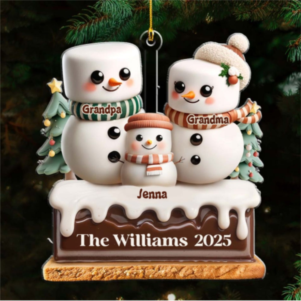 A Marshmallow Family Christmas - Personalized Custom Acrylic Ornament