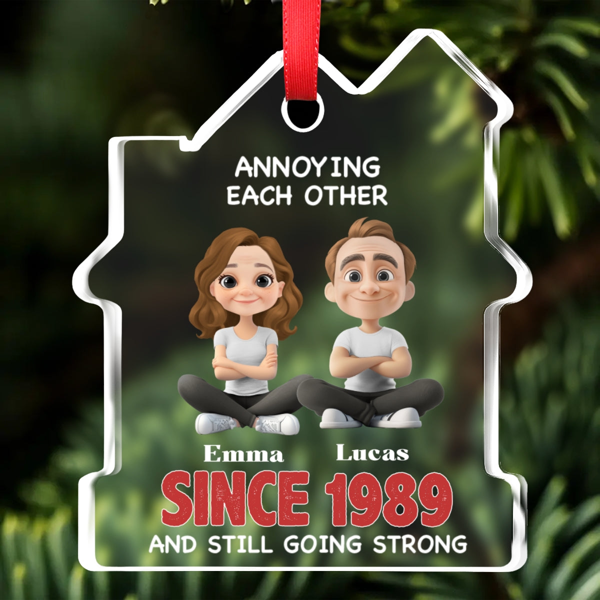 Together Forever - Personalized Custom House Shaped Glass Ornament