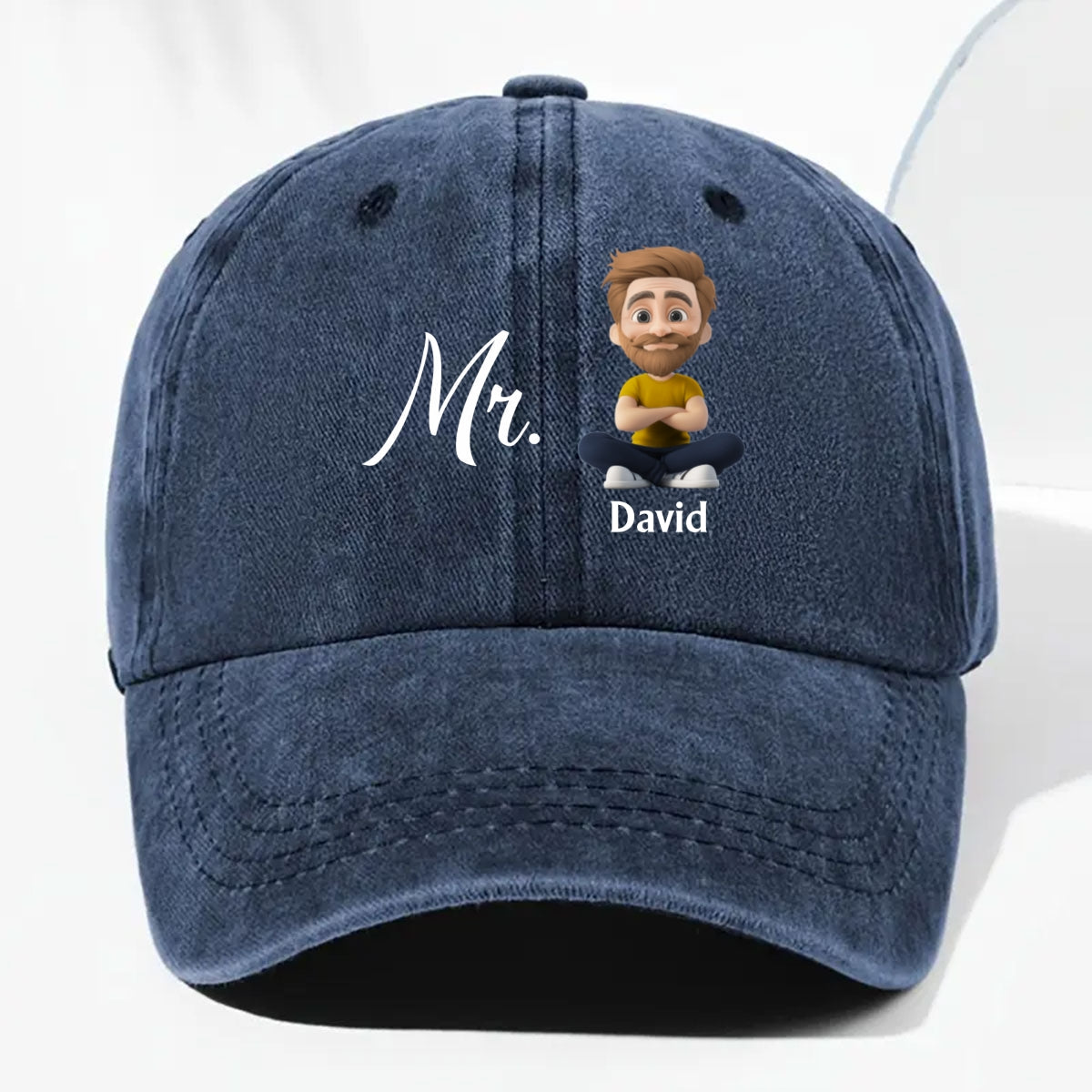 Mr And Mrs - Personalized Custom Vintage Washed Denim Cap