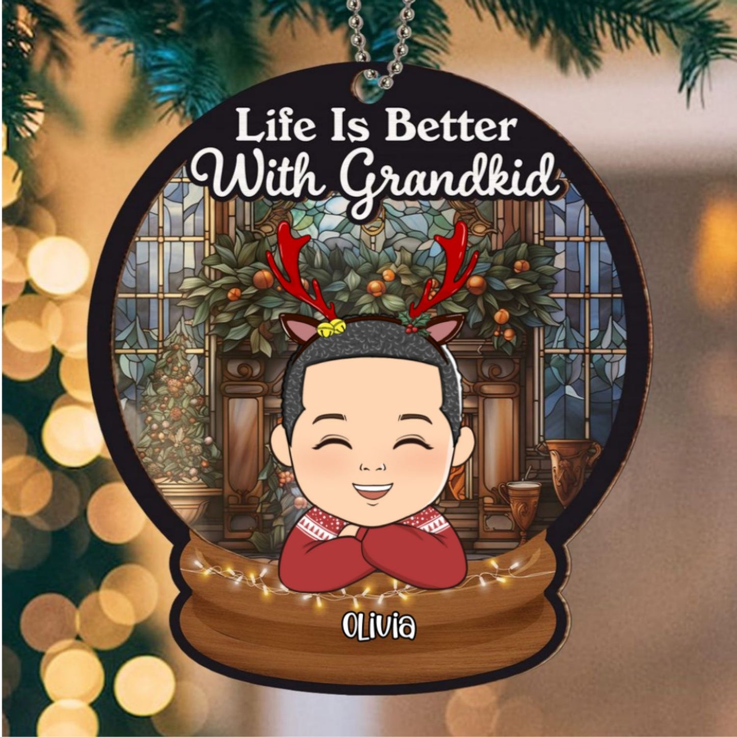 Life Is Better With Grandkids - Personalized Custom Suncatcher Ornament