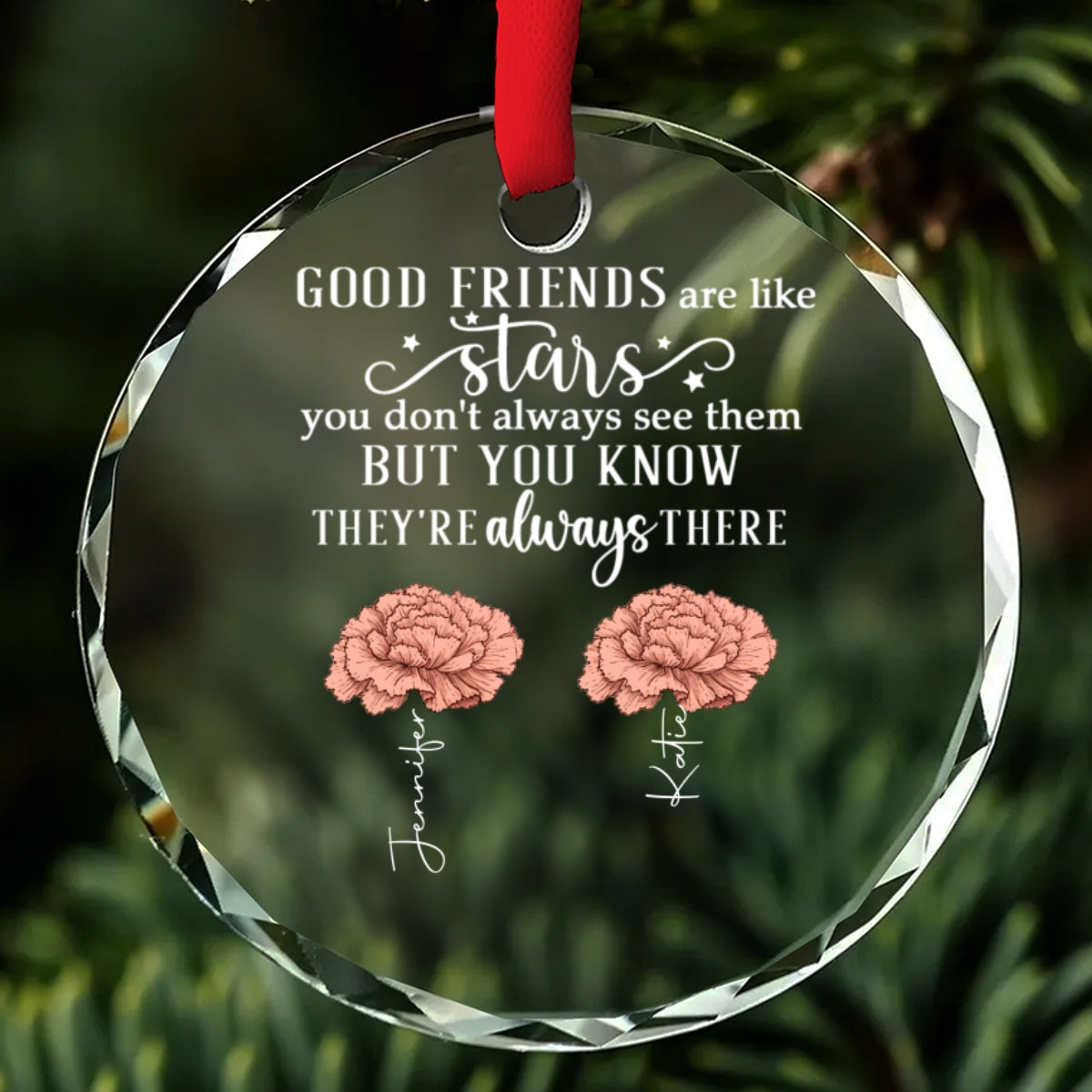 Friends Like Stars Christmas - Personalized Custom Glass Ornament