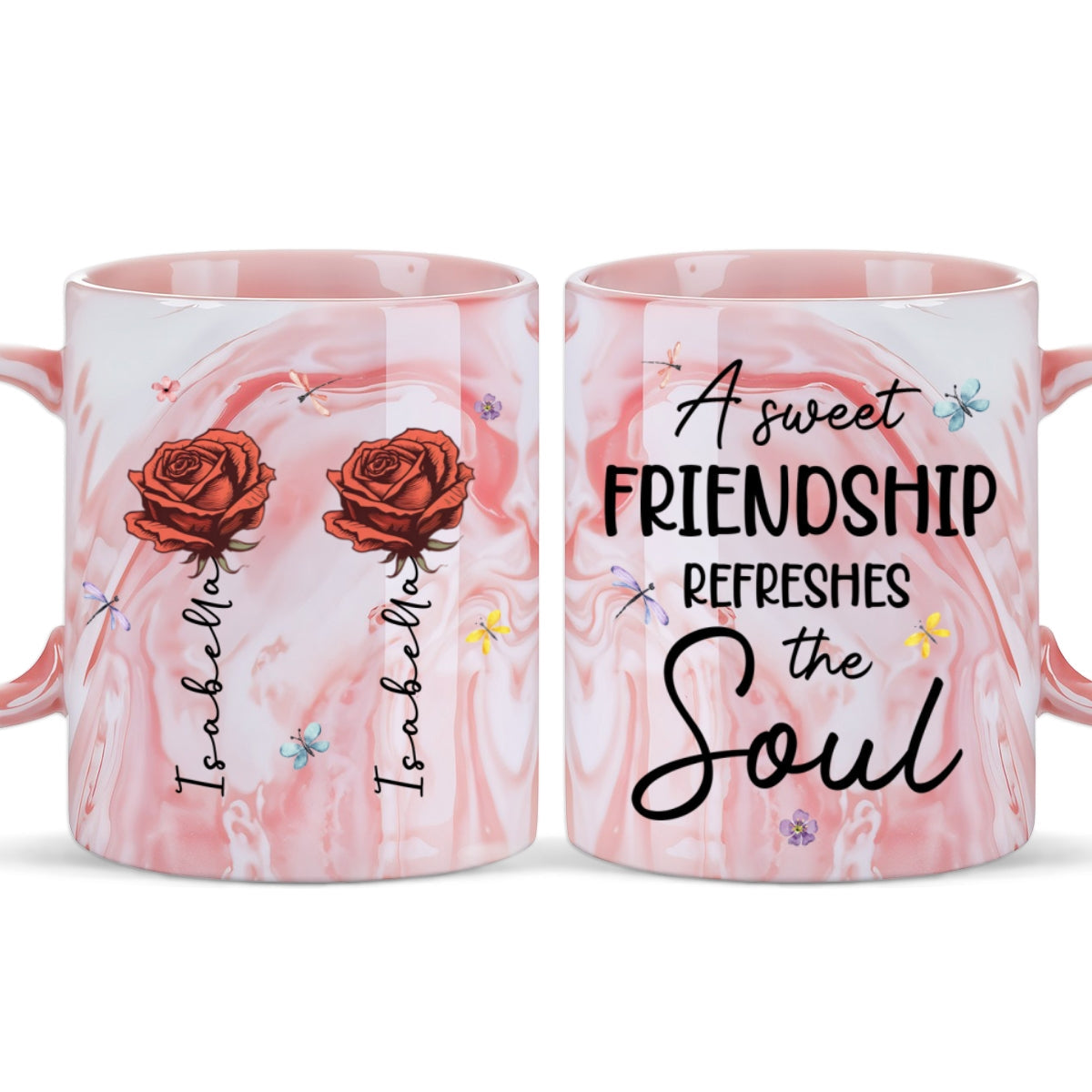 A Sweet Friendship - Personalized Custom Pink Marble Mug