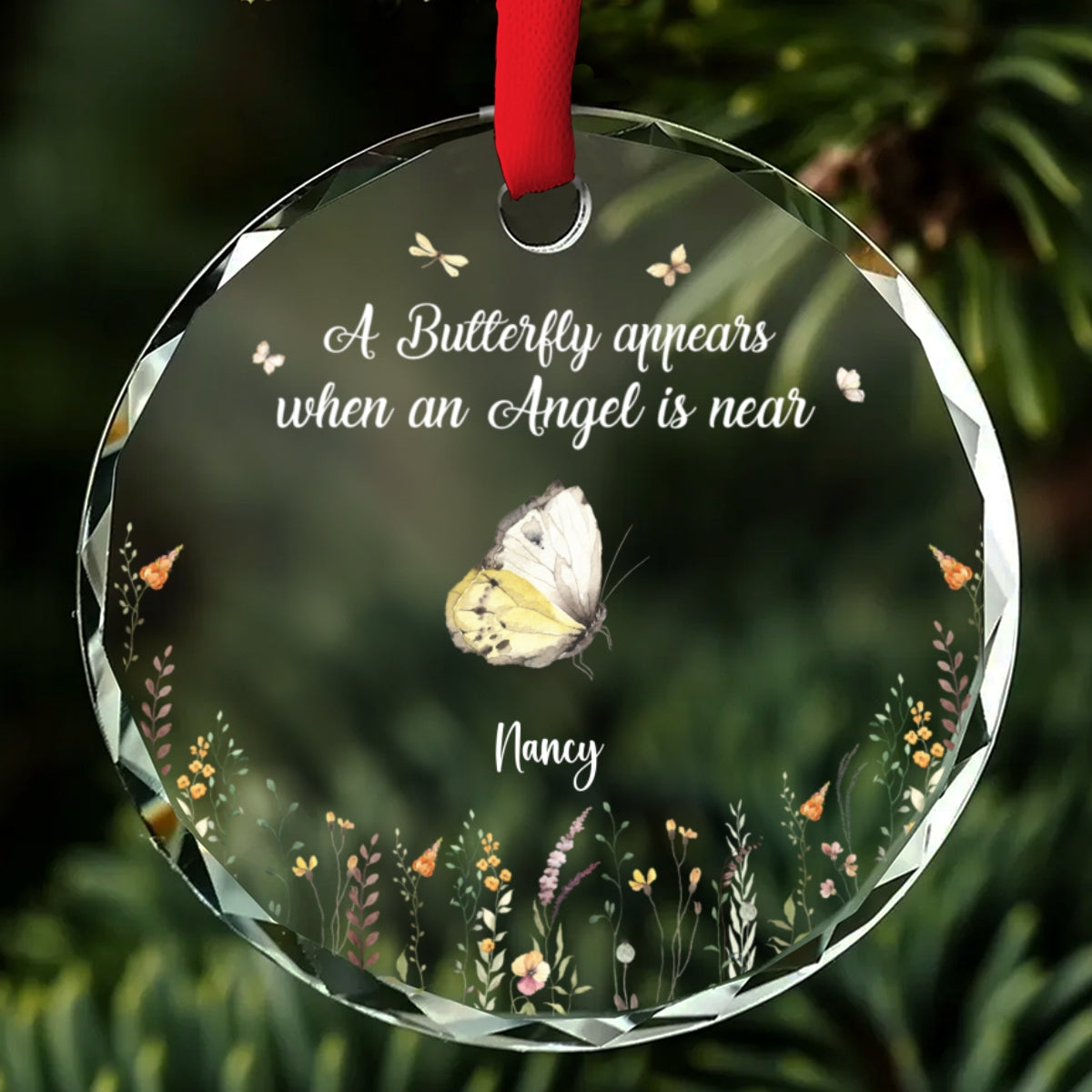 Butterflies Appear When Angels Are Near - Personalized Custom Glass Ornament