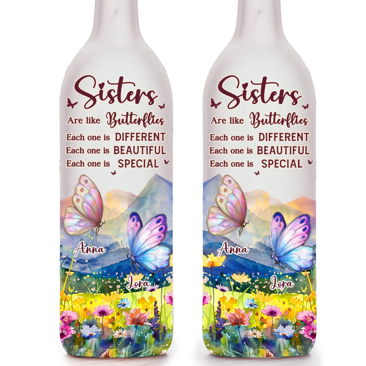 Sisters Are Like Butterflies - Personalized Custom Bottle Lamp