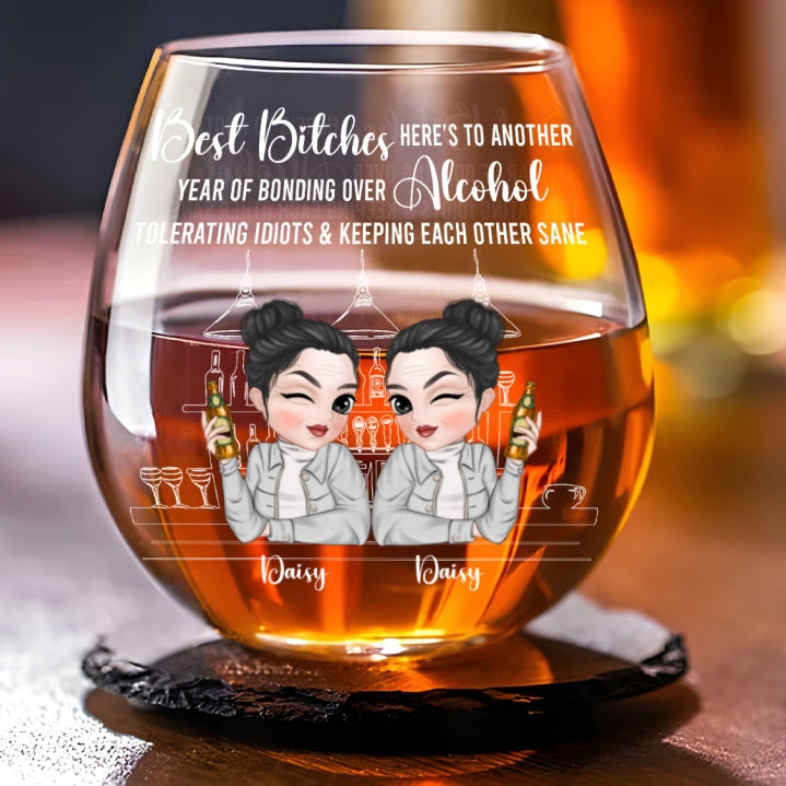 Bestie Friends Together - Personalized Custom Wine Glass