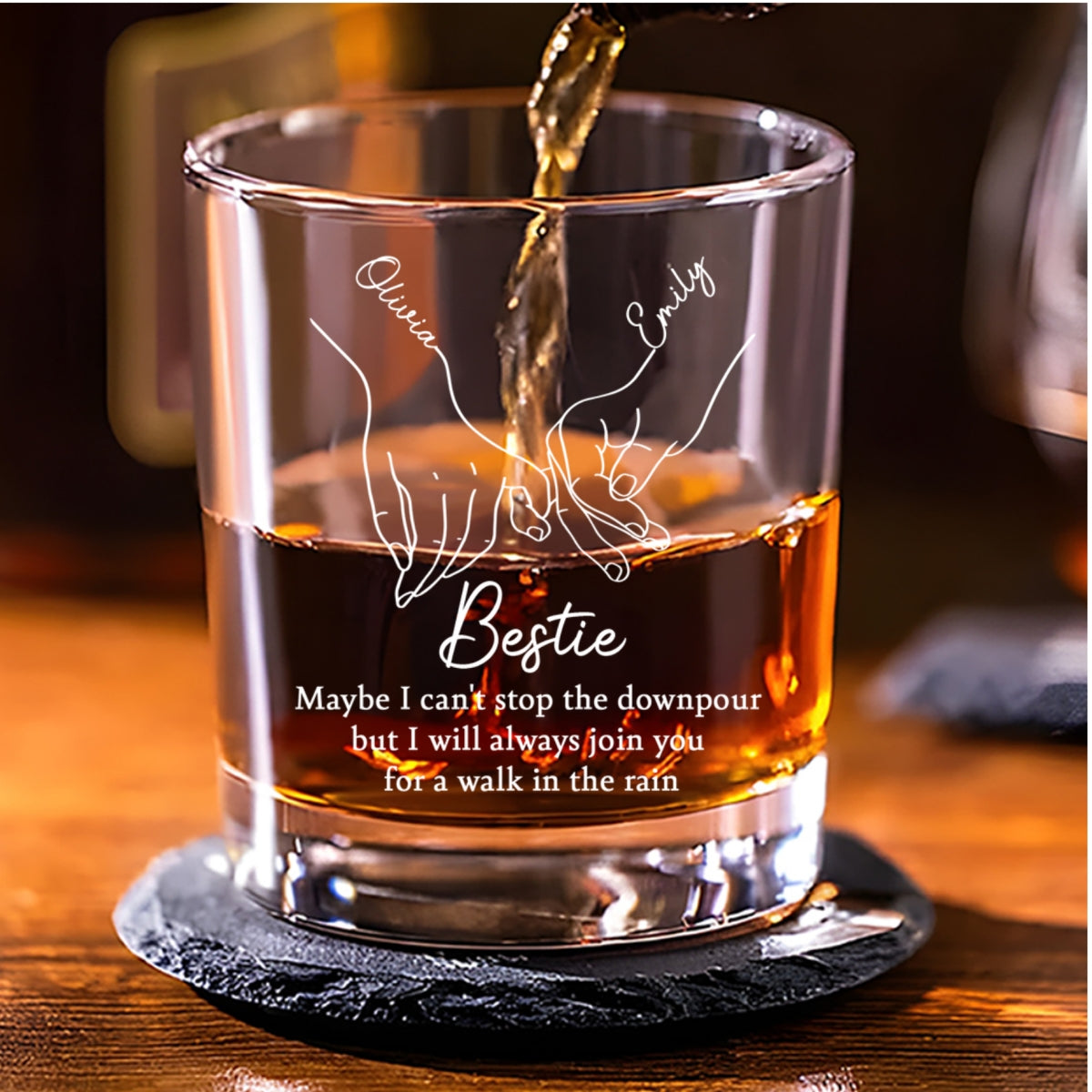 Always Bestie - Personalized Custom Whiskey Glass