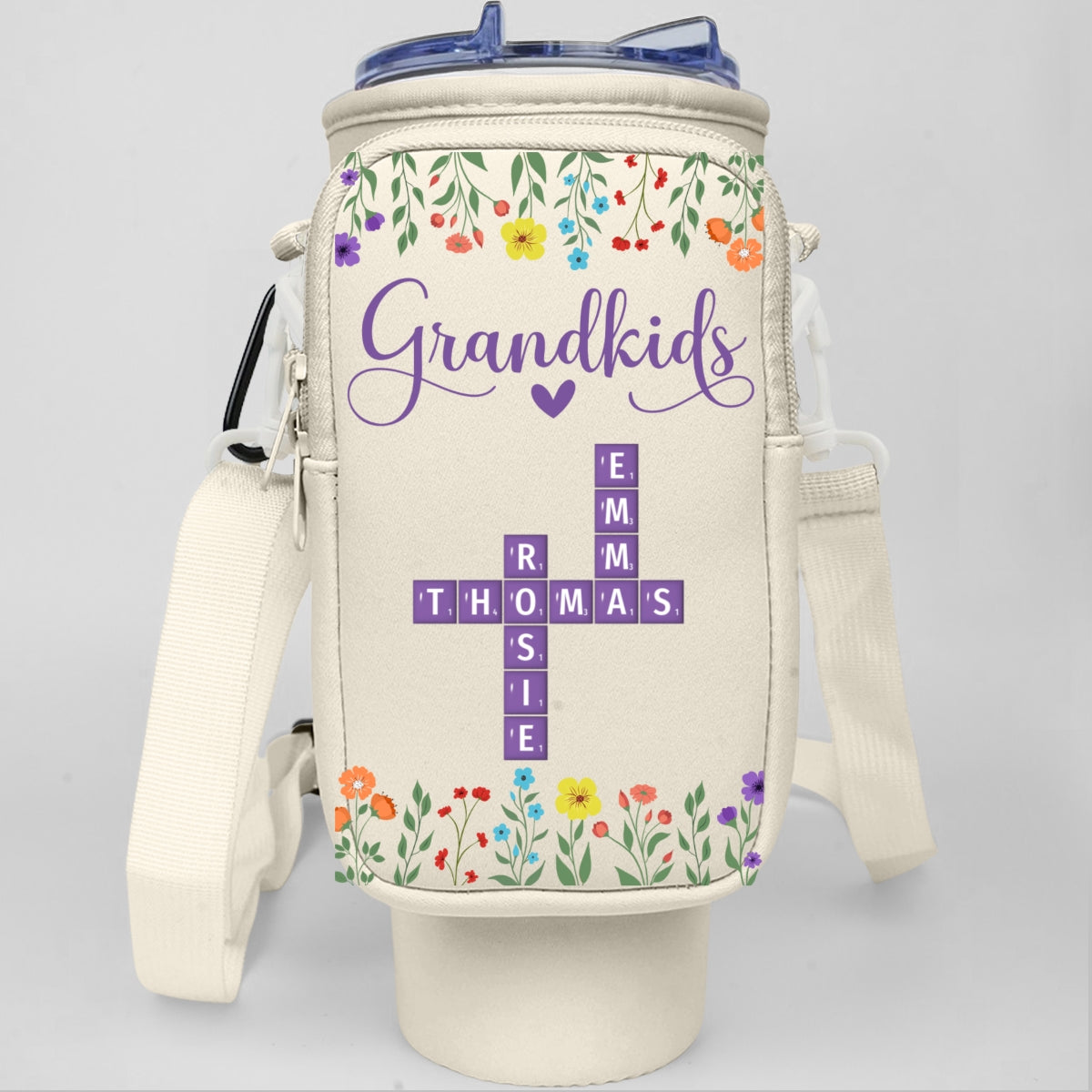 Love My Grandkids Crossword - Personalized Custom 40oz Water Bottle Carrier Bag