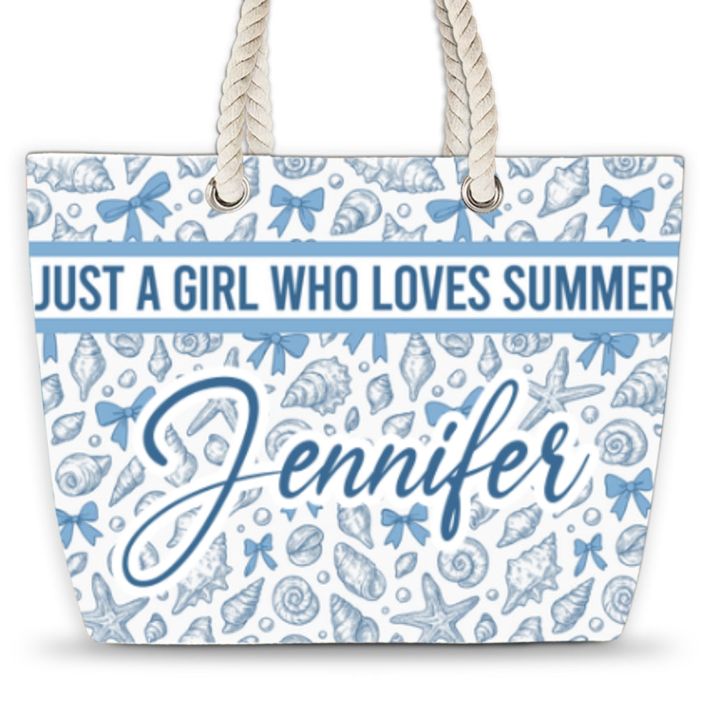 Just A Girl Who Loves Summer - Personalized Beach Bag