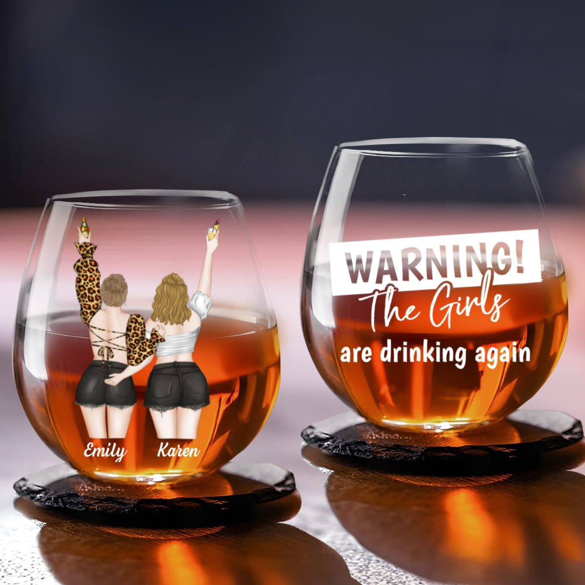 Warning The Girl - Personalized Custom Wine Glass