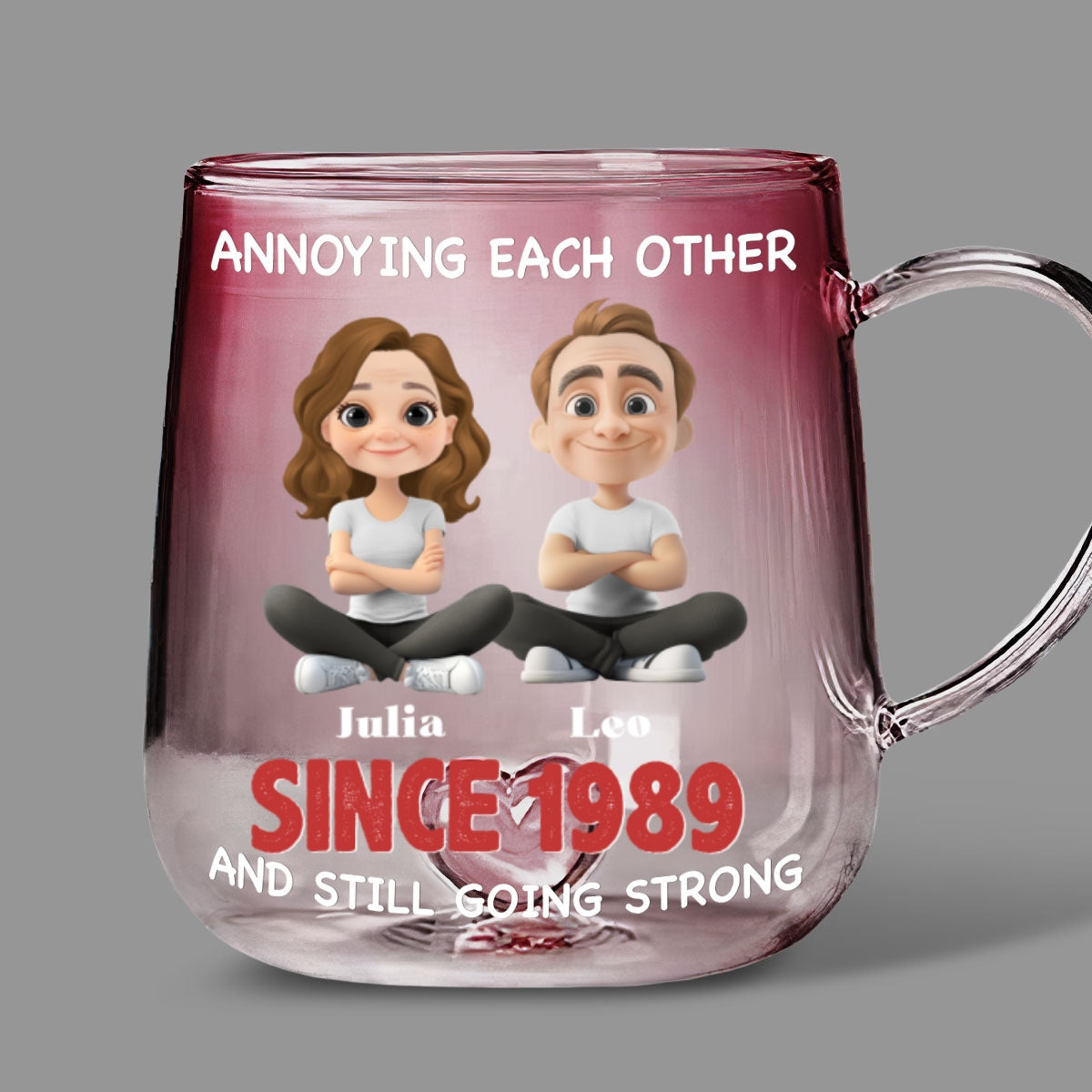 Together Forever - Personalized Custom Pink Gradient Glass Mug