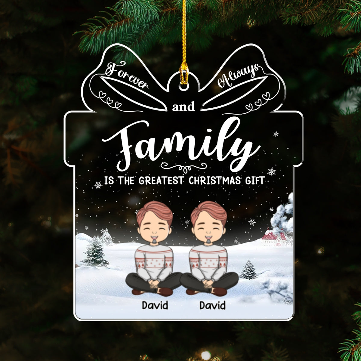 Forever And Always Family - Personalized Custom Acrylic Ornament