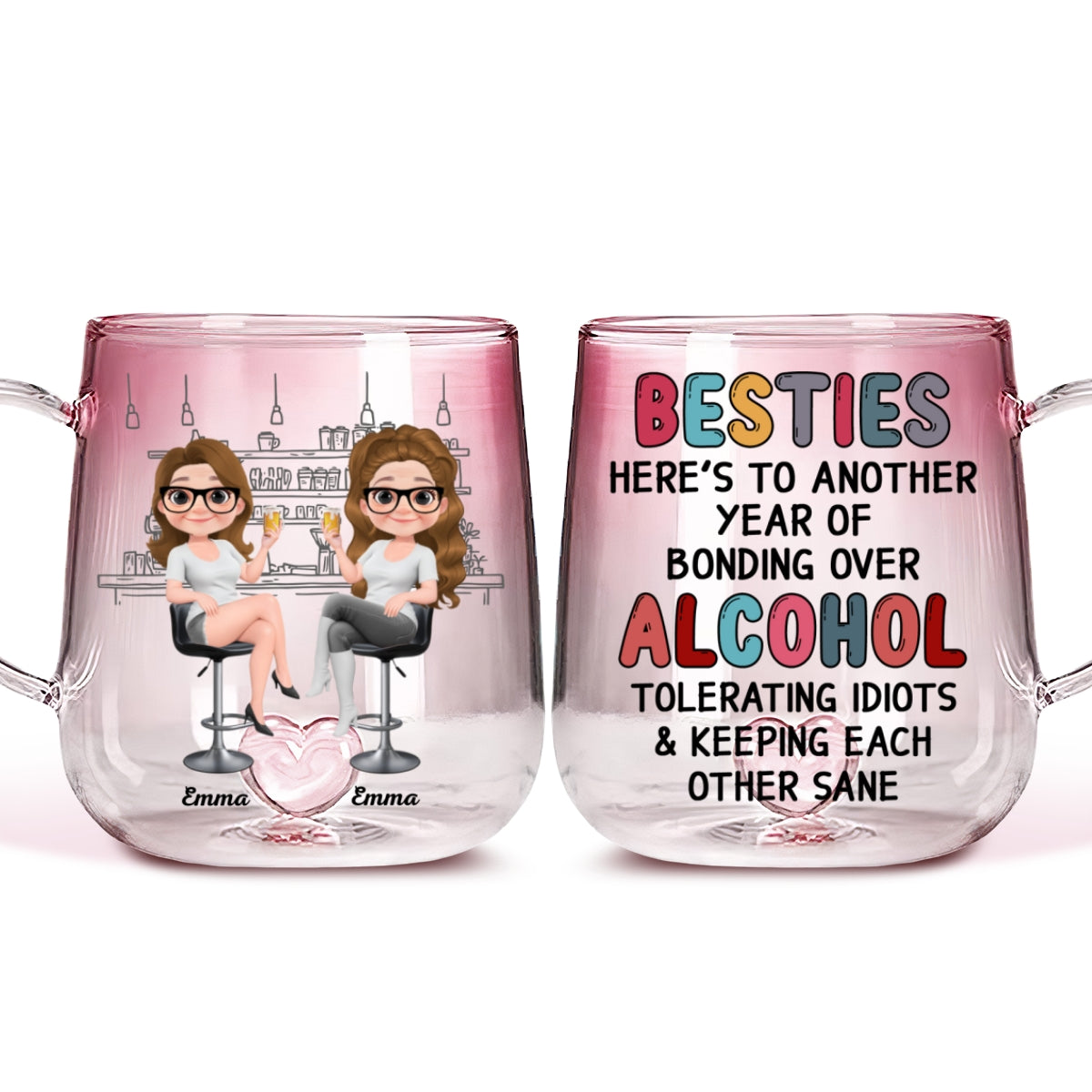 Another Year Of Bonding - Personalized Custom Pink Gradient Glass Mug
