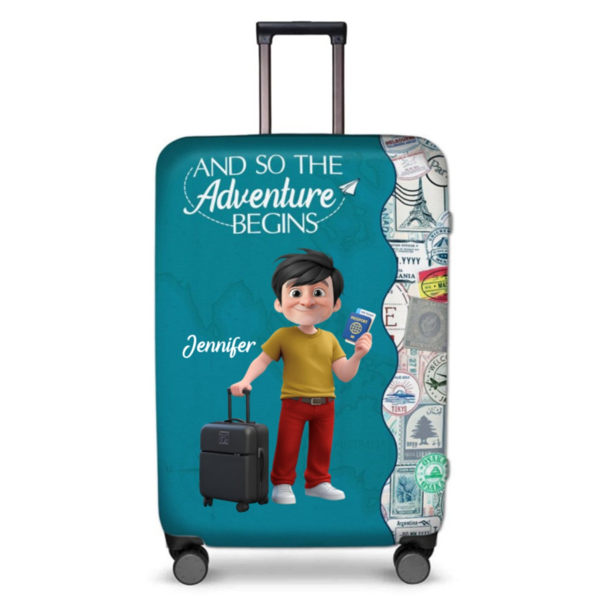 Wanderlust World Map - Personalized Custom Luggage Cover