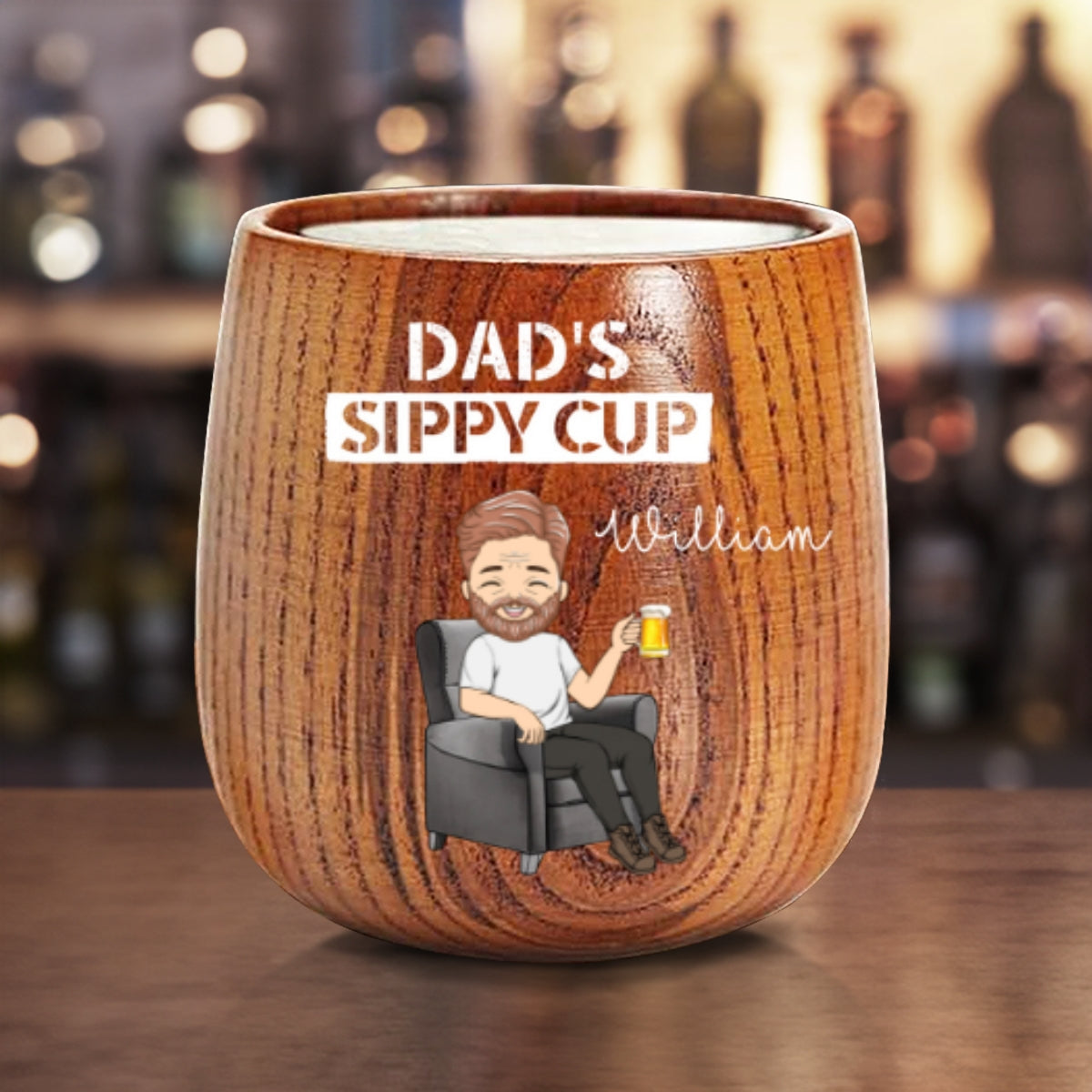 Daddy Grandpa Sippy Cup - Personalized Custom Wooden Whiskey Glass