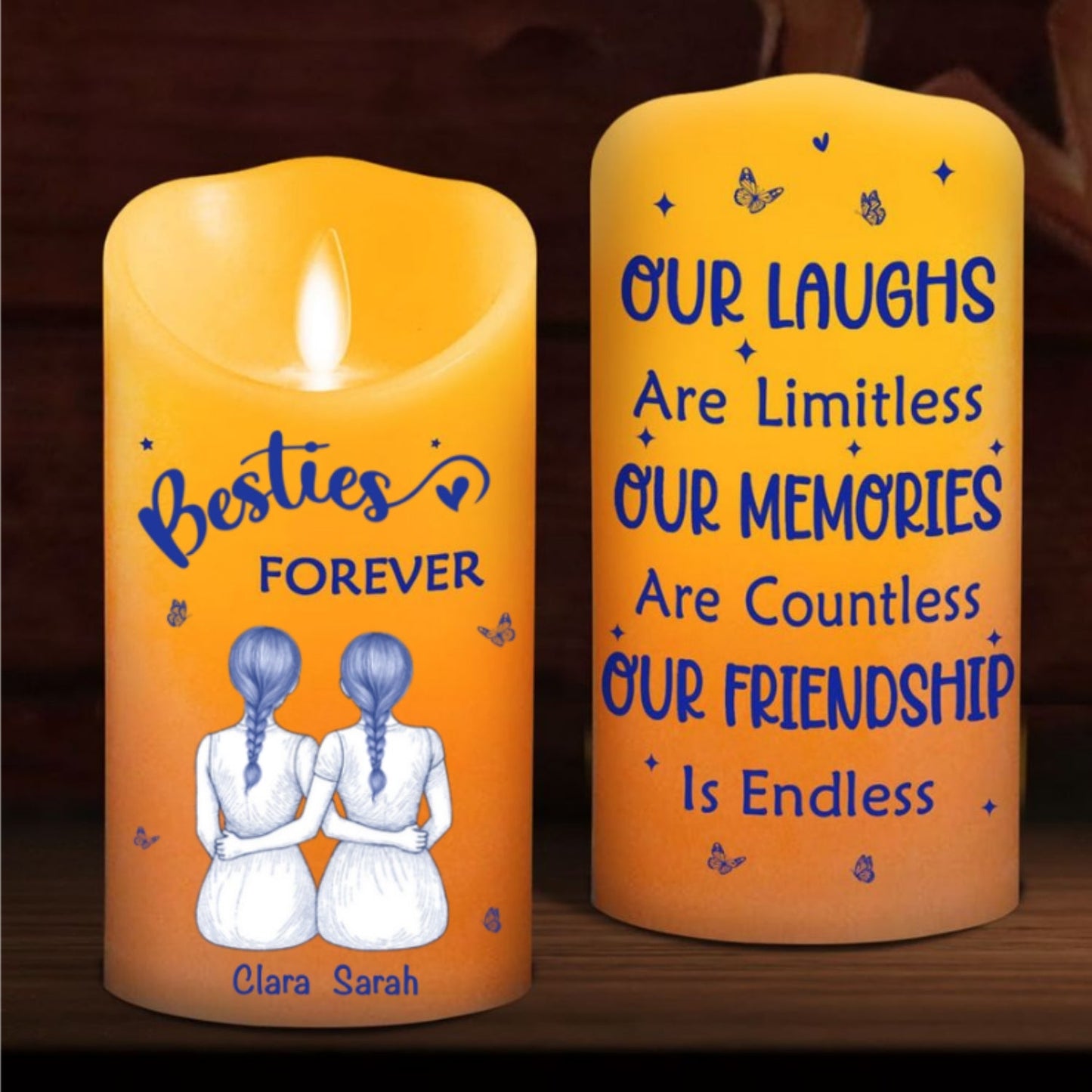 Our Friendship Is Endless Blue Toile - Personalized Custom LED Candle