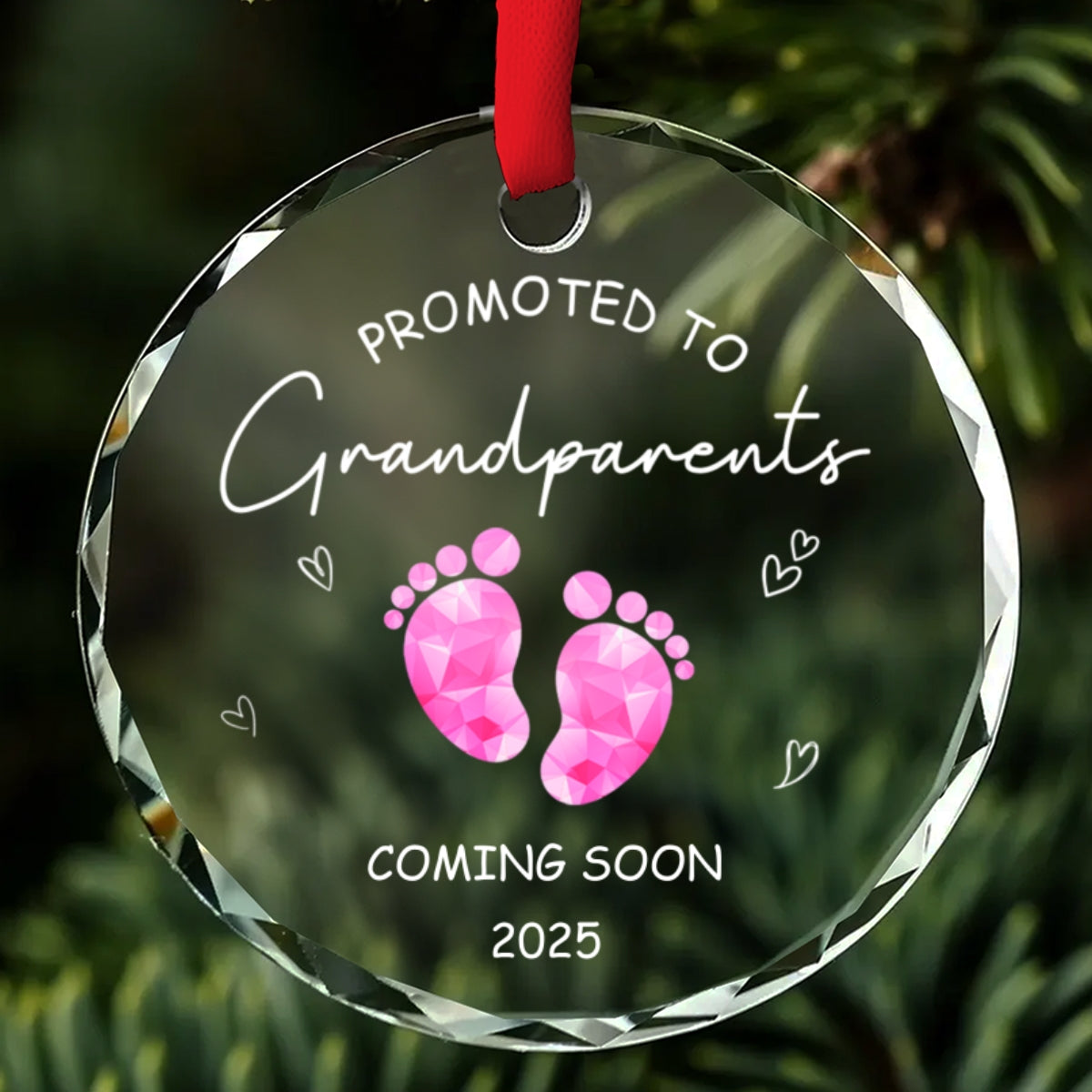 Promoted To Grandparents - Personalized Custom Glass Ornament
