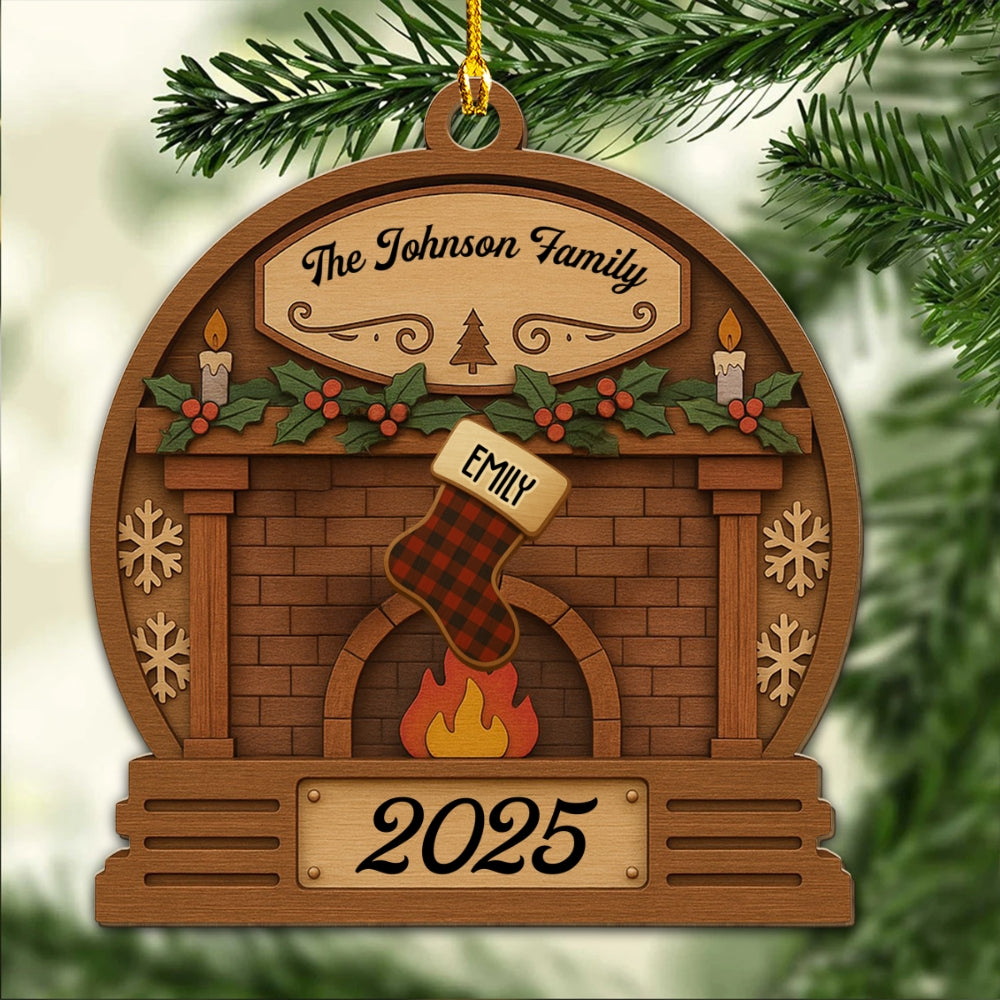 Christmas Eve Stockings - Personalized Custom Wood Ornament