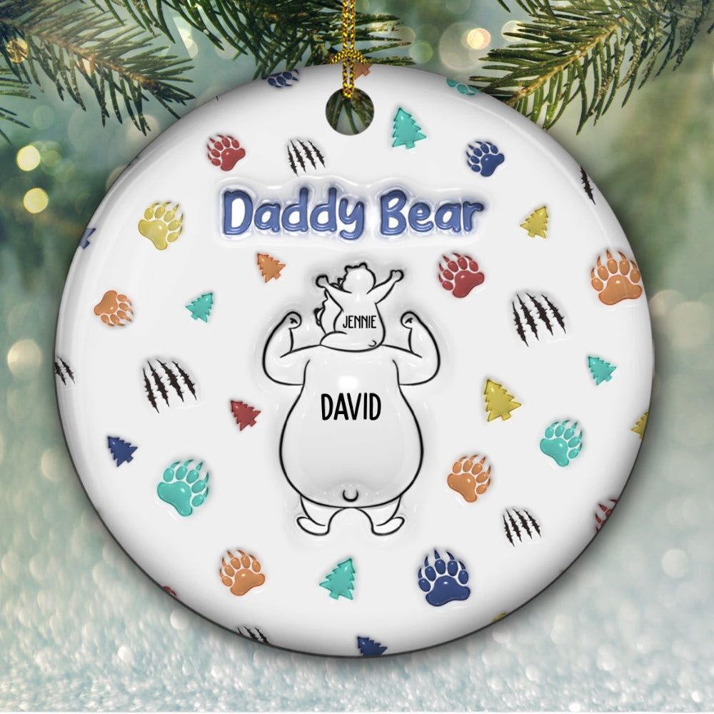 Papa Bear - Personalized Custom 3D Inflated Effect Ceramic Ornament