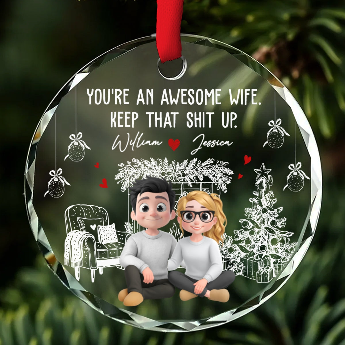 You Are A Great Wife - Personalized Custom Glass Ornament