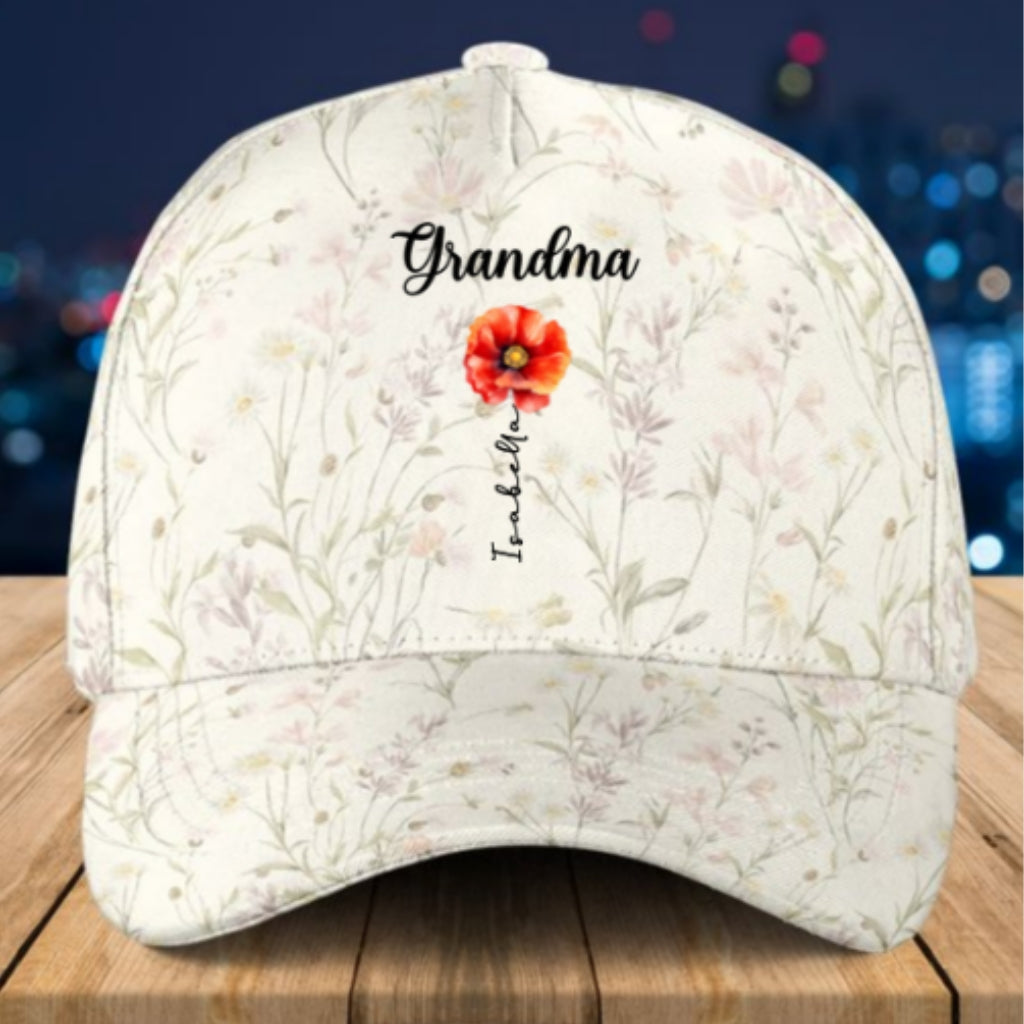 Grandma Lovely Flowers - Personalized Classic Cap