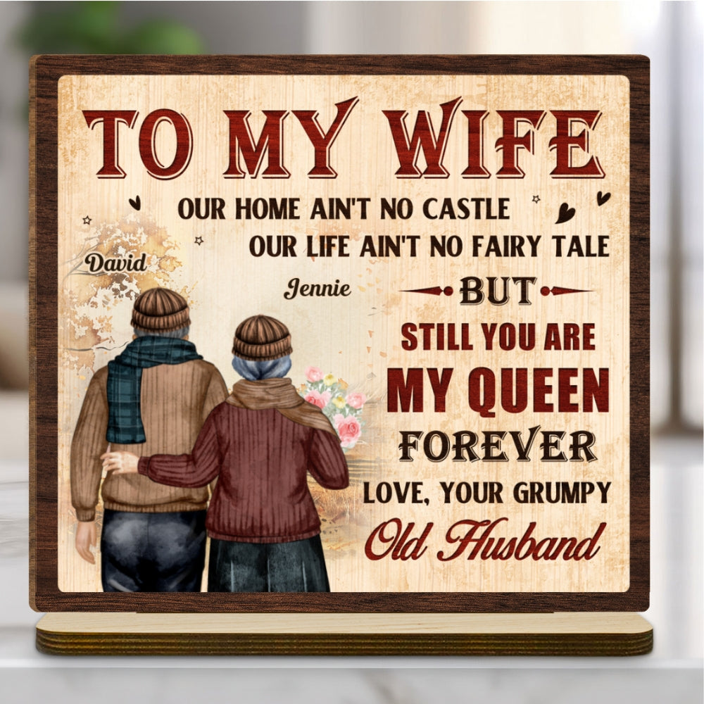 To My Queen - Personalized Custom 2-Layer Wood Plaque With Flat Base