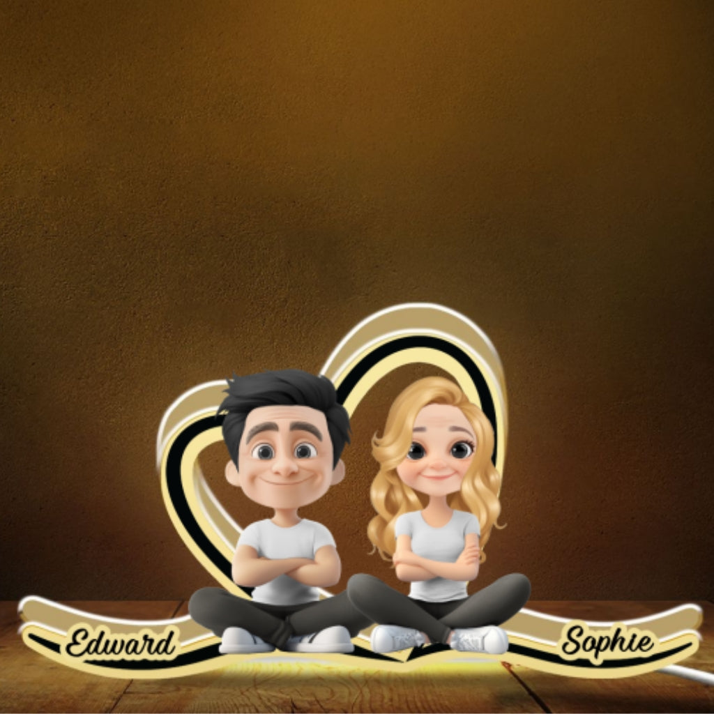 Couple Heart Shape - Personalized Custom Light Box